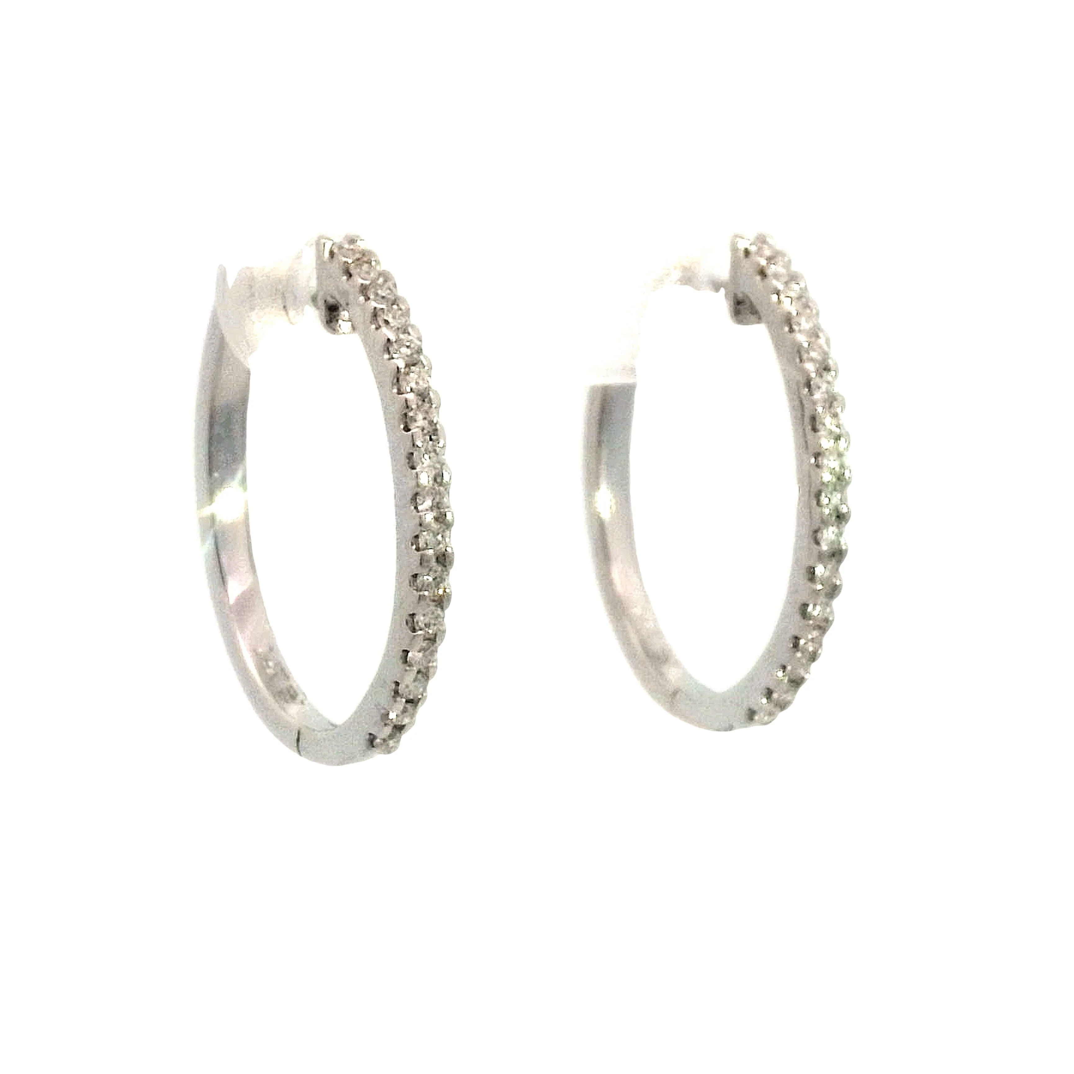 .28 Classic Diamond Hoop Earrings in 14k White Gold - Image 3