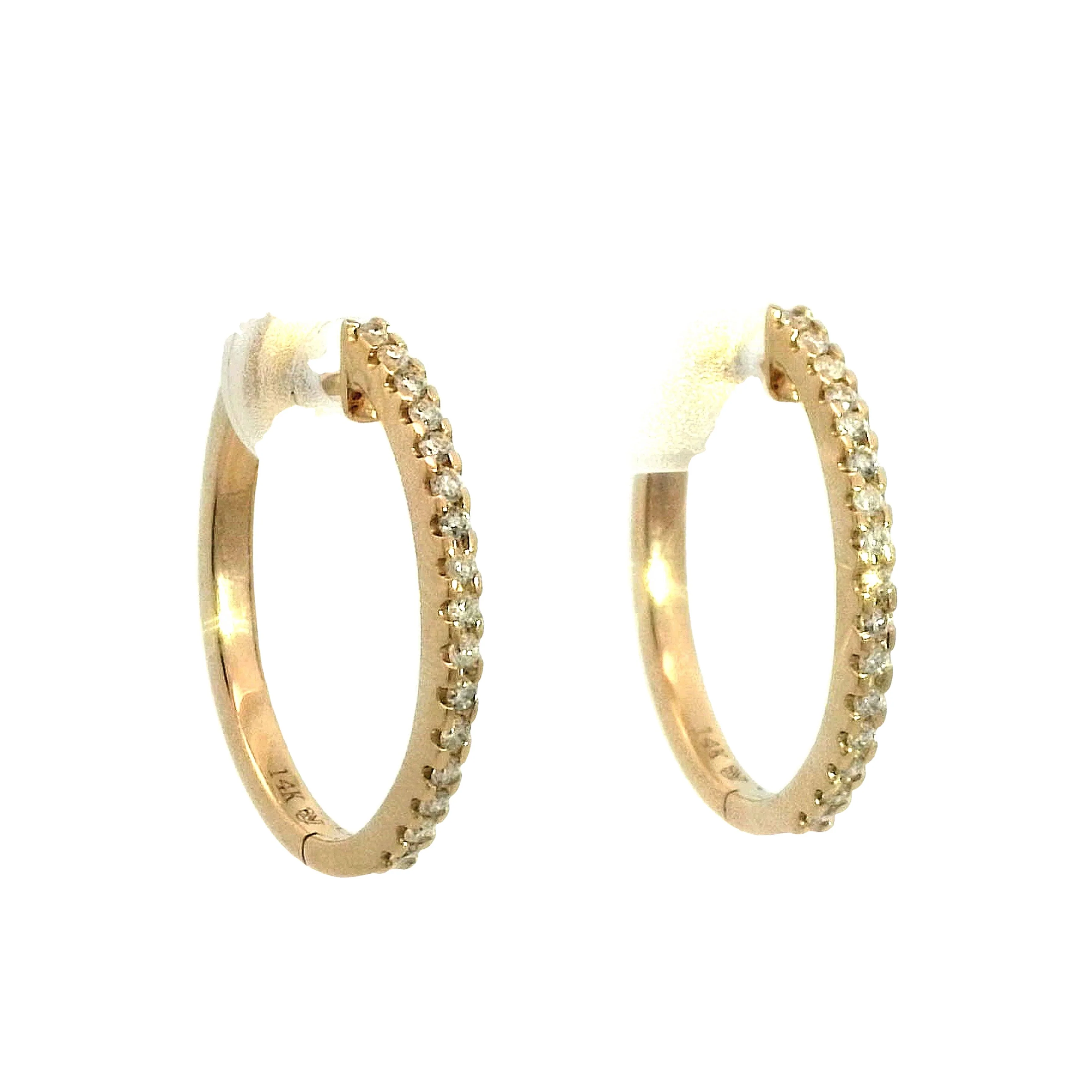 .28 Diamond Hoop Earrings in 14k Yellow Gold - Image 3