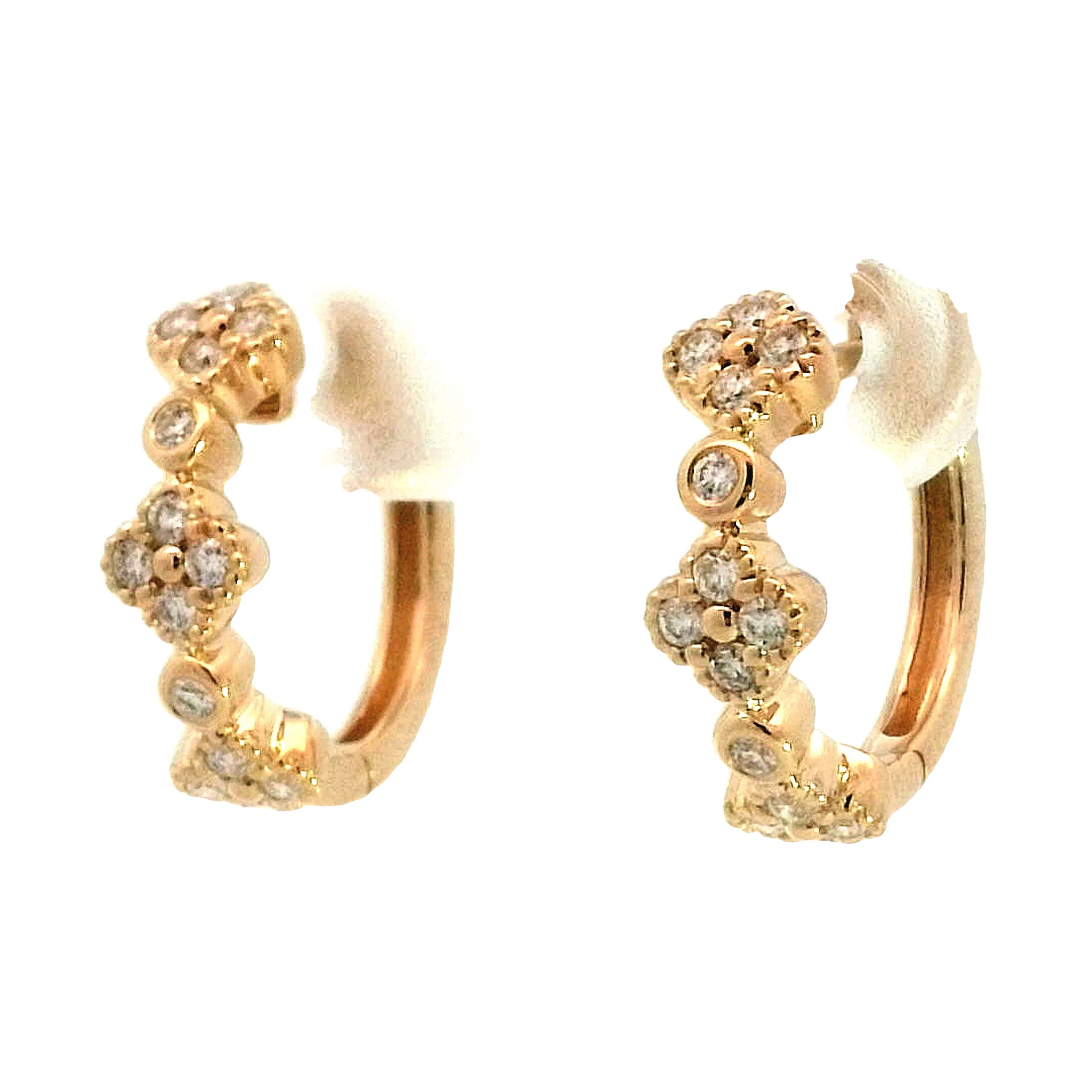 .28 Cluster Diamond Hoop Earrings in 14k Yellow Gold - Image 2