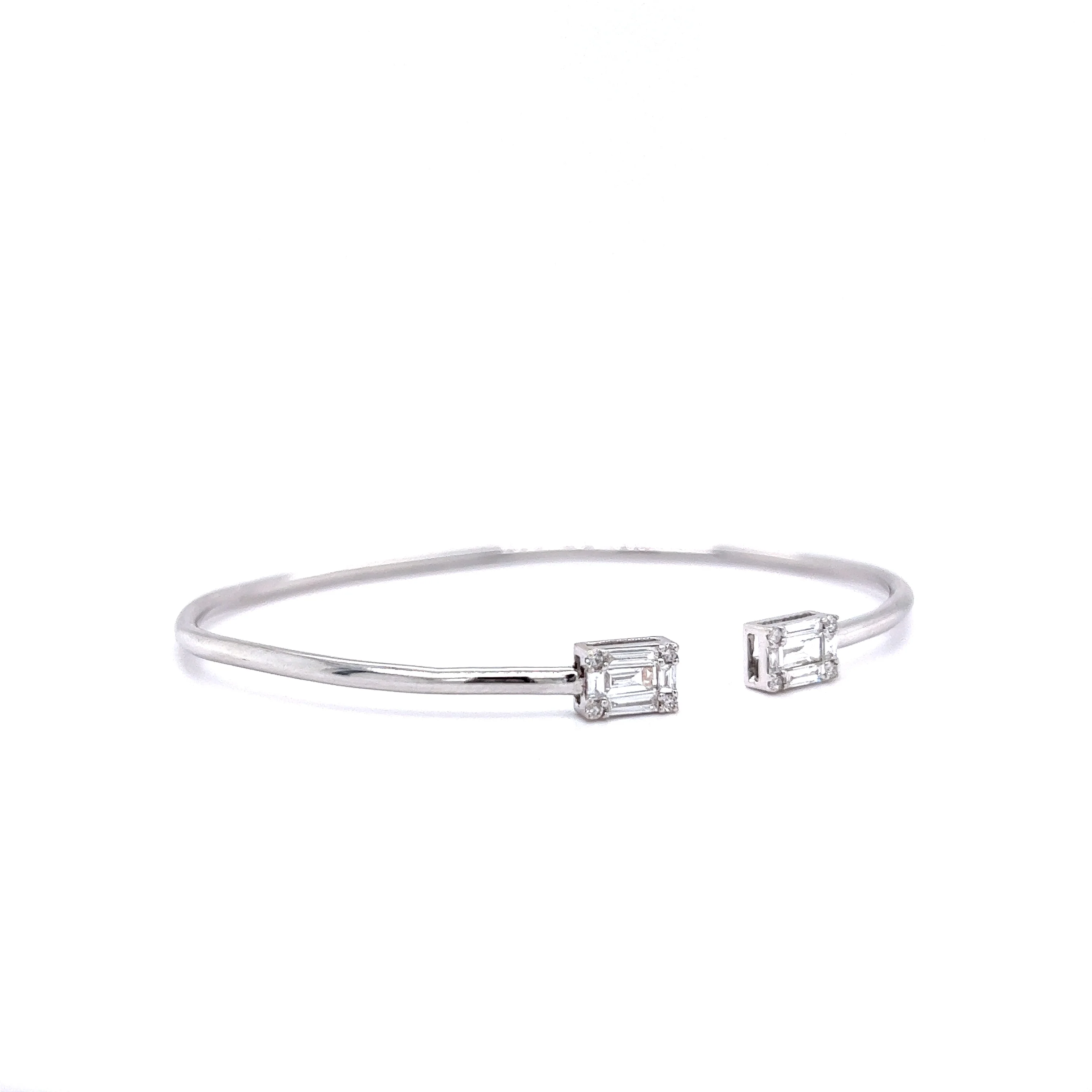 .28 Emerald Cut Diamond Bangle Bracelet in 18k White Gold - Image 3