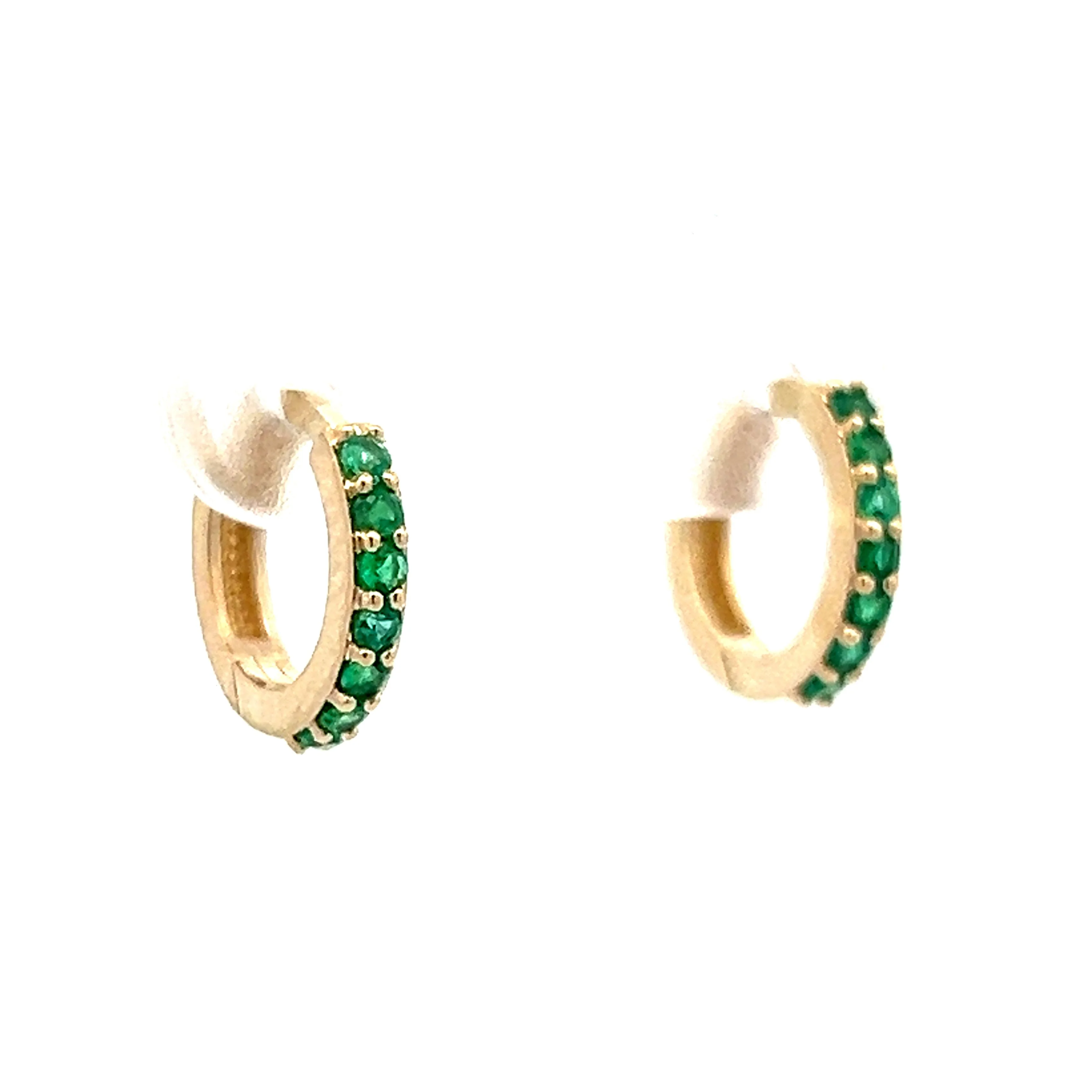.28 Emerald Hoop Earrings in 14kYellow Gold - Image 3