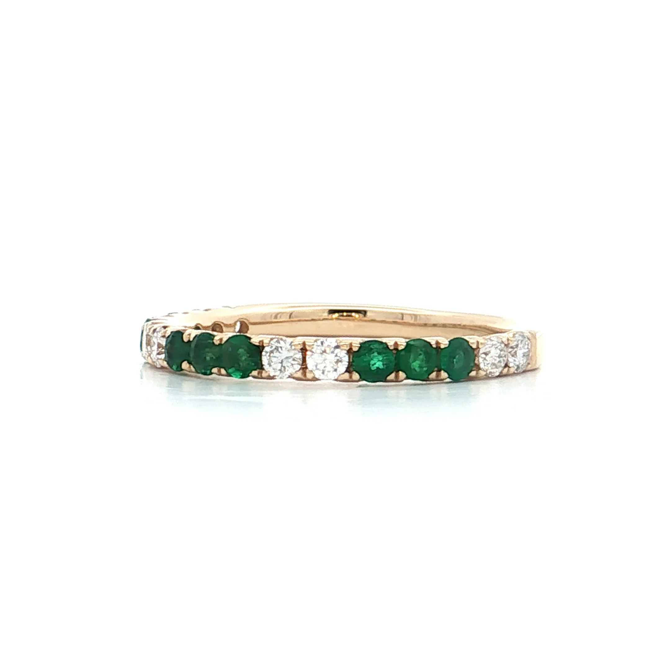 .28 French Set Diamond & Emerald Stacking Ring 14k - Image 2