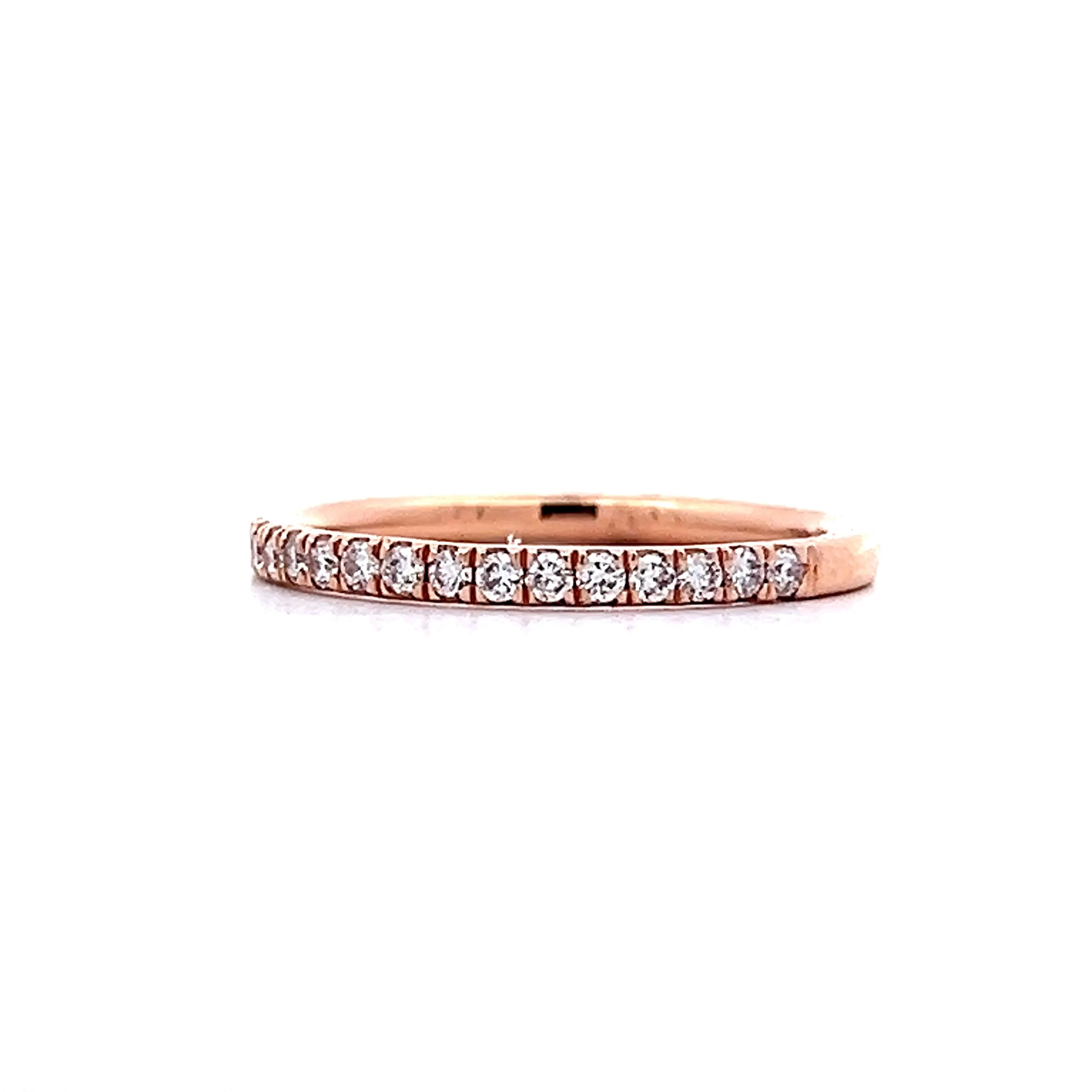 .28 French Set Diamond Wedding Band in 14k Rose Gold - Image 2