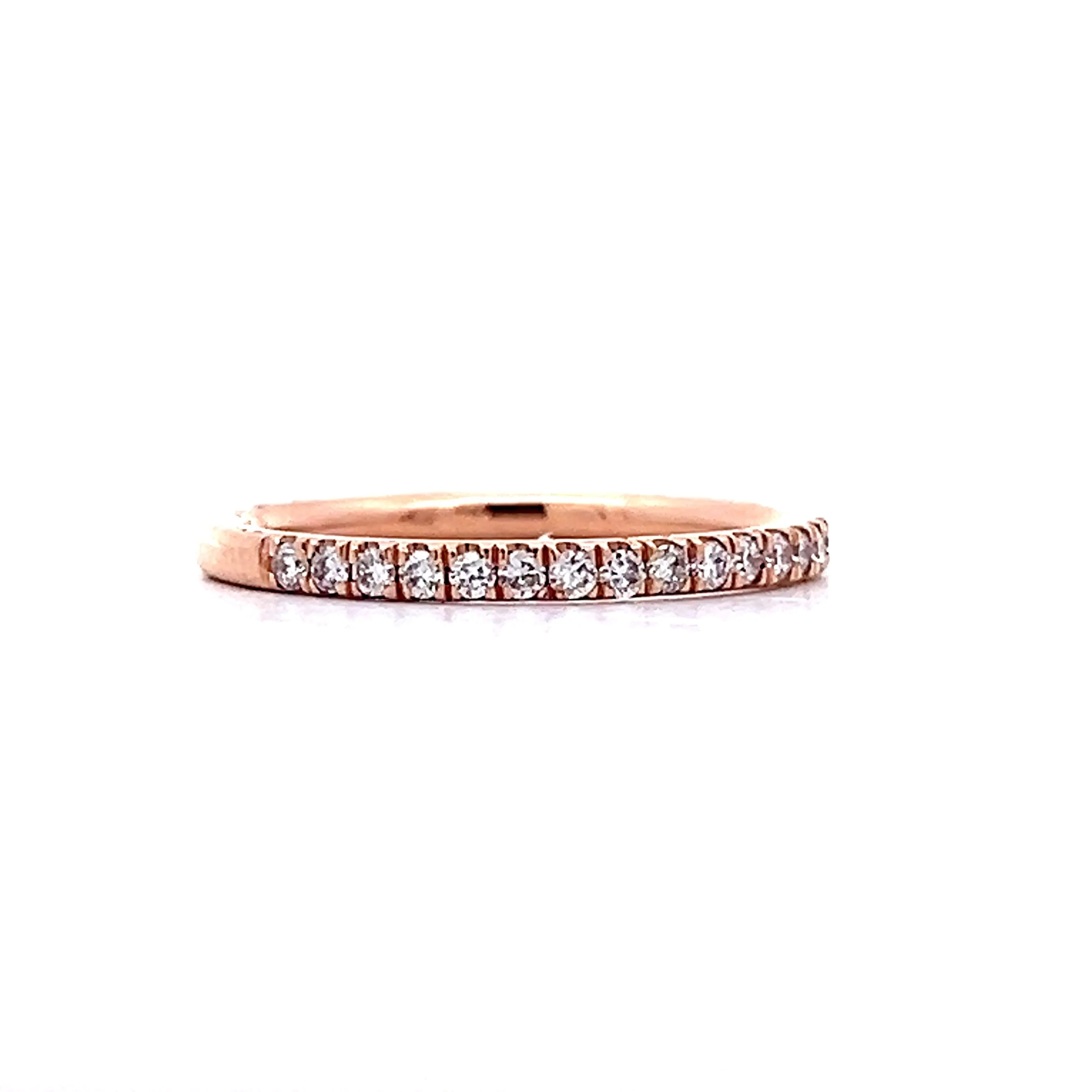 .28 French Set Diamond Wedding Band in 14k Rose Gold - Image 3