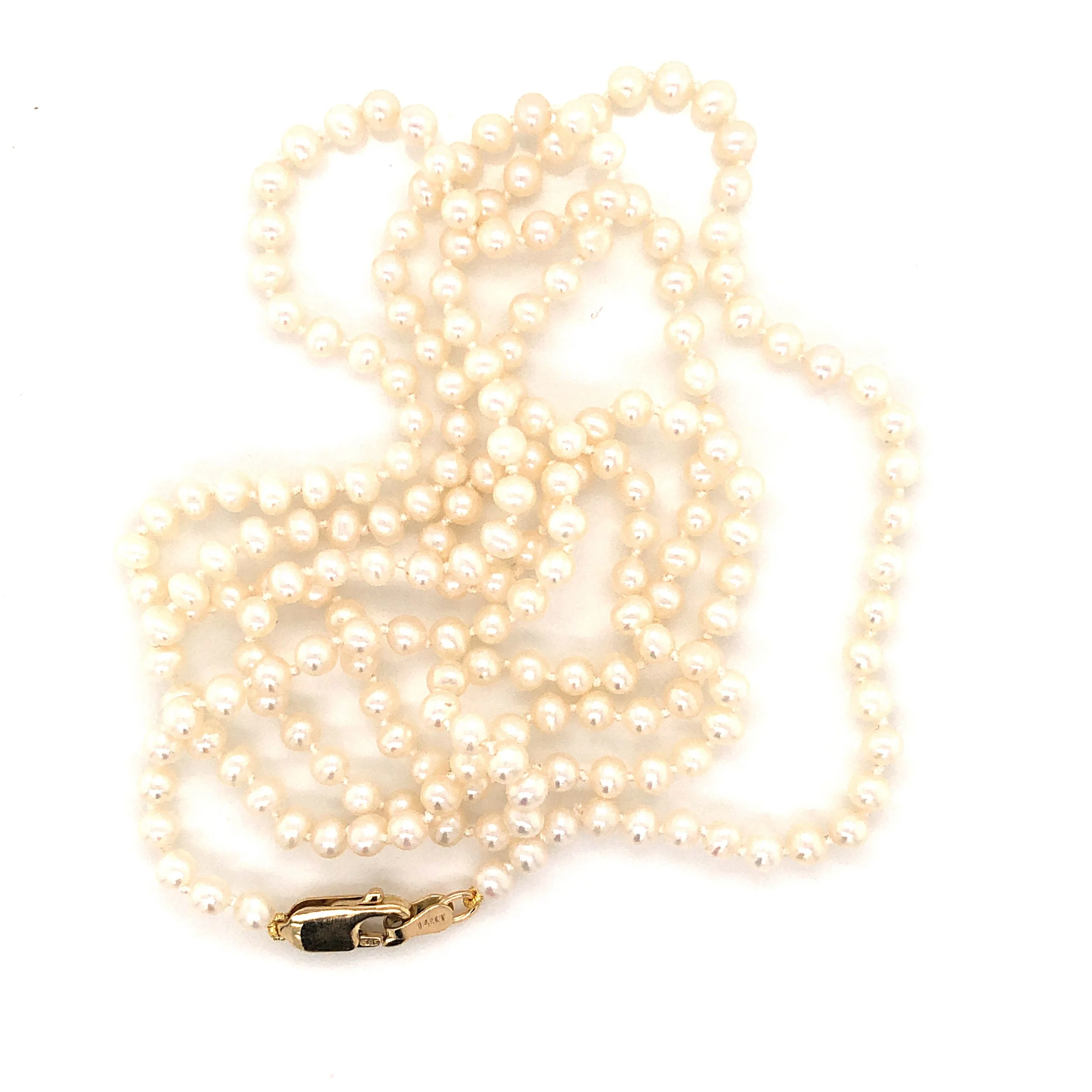 28 Inch Pearl Necklace w/ 14k Yellow Gold Clasp - Image 2