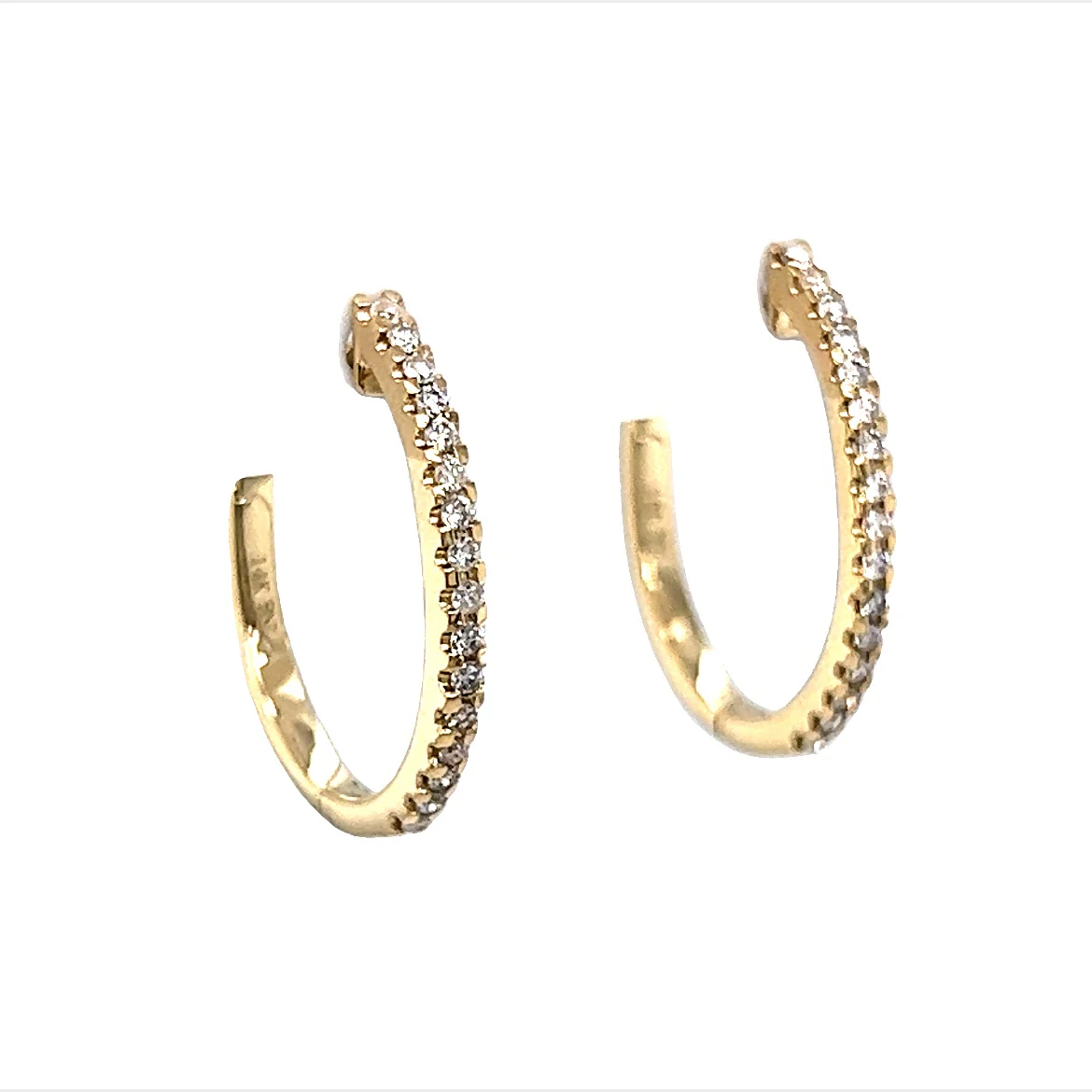 .28 Oval Diamond Hoop Earrings in 14k Yellow Gold - Image 3