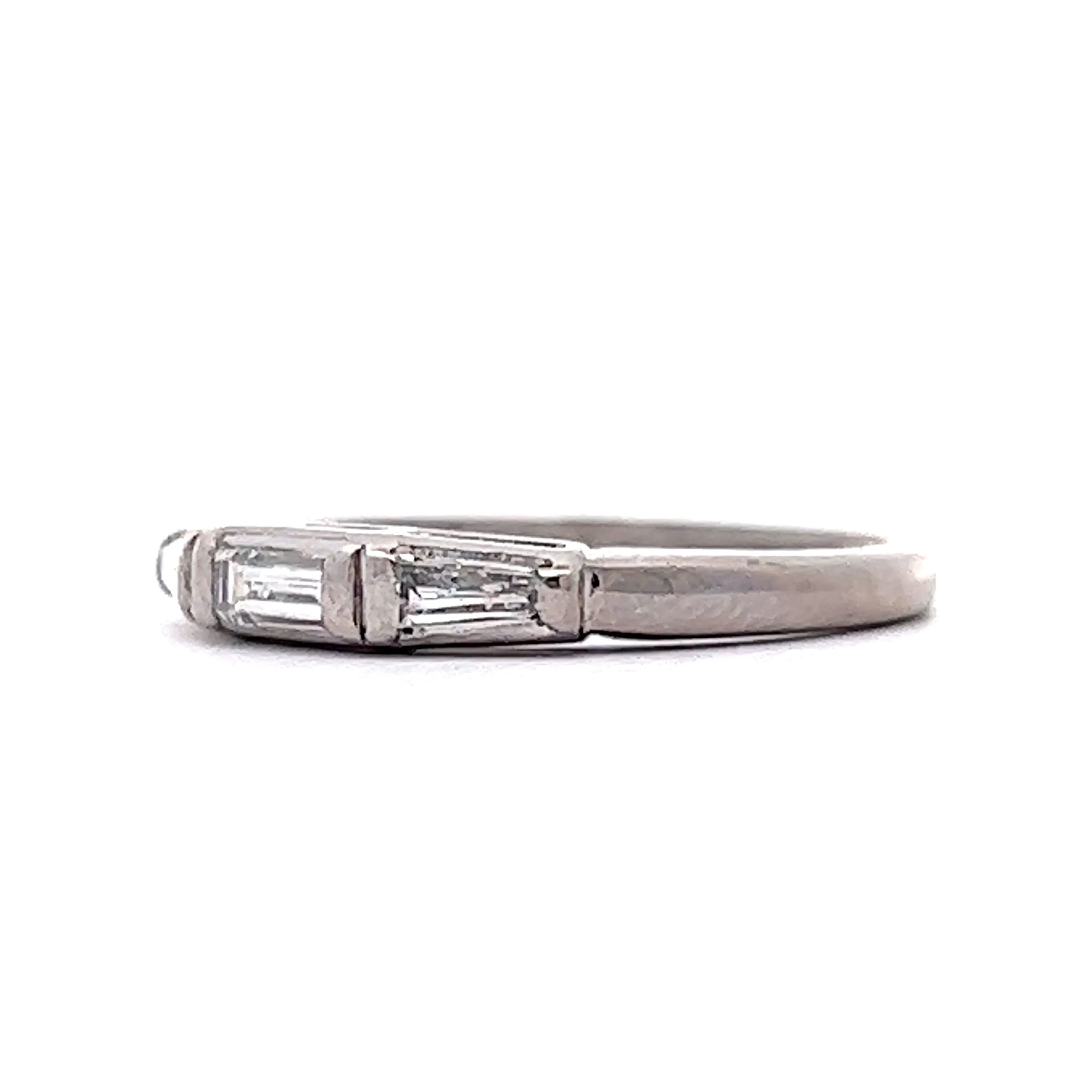 .28 Baguette Diamond Three Stone Wedding Band in Platinum - Image 2