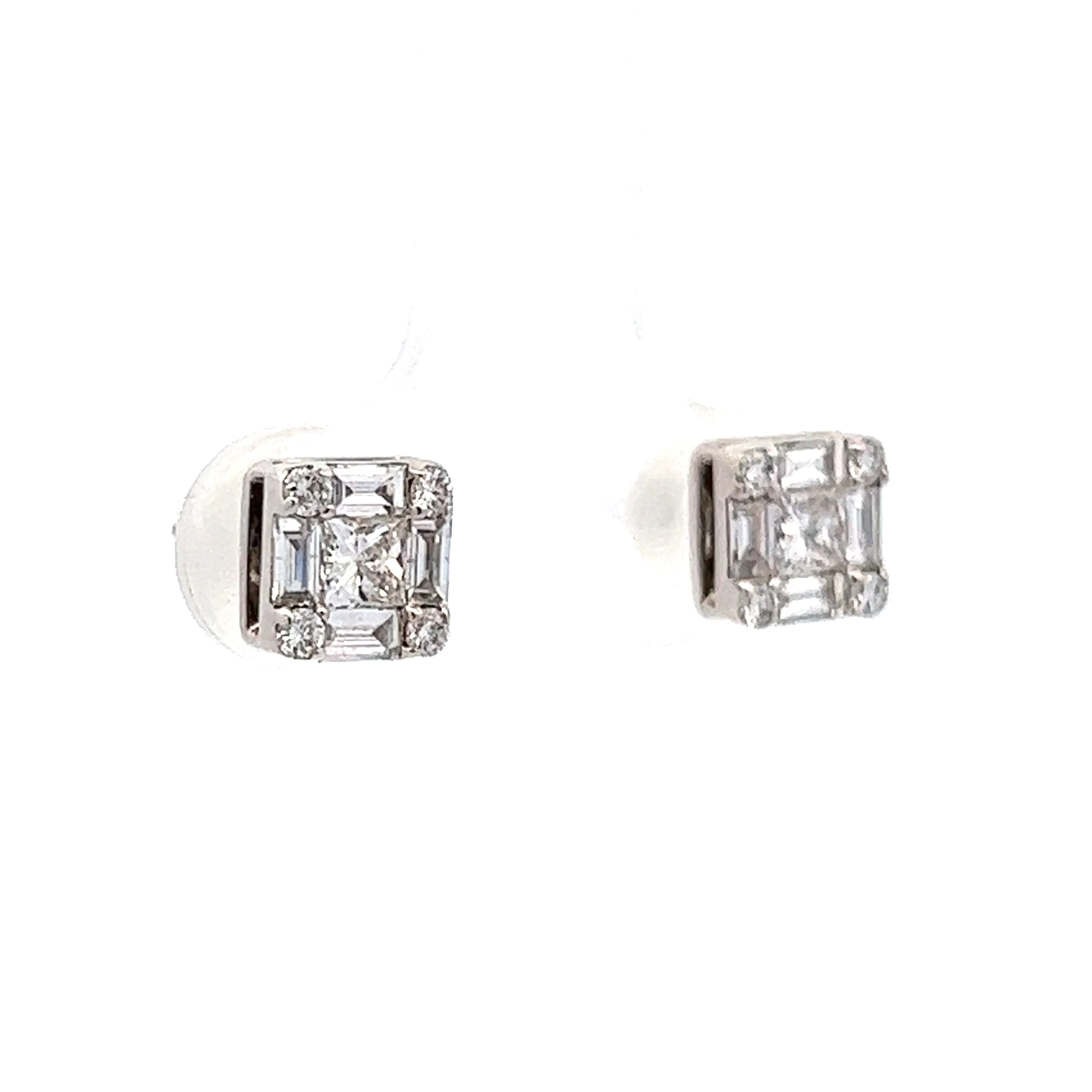 Princess Cut Diamond Earring Studs in 14k White Gold - Image 3