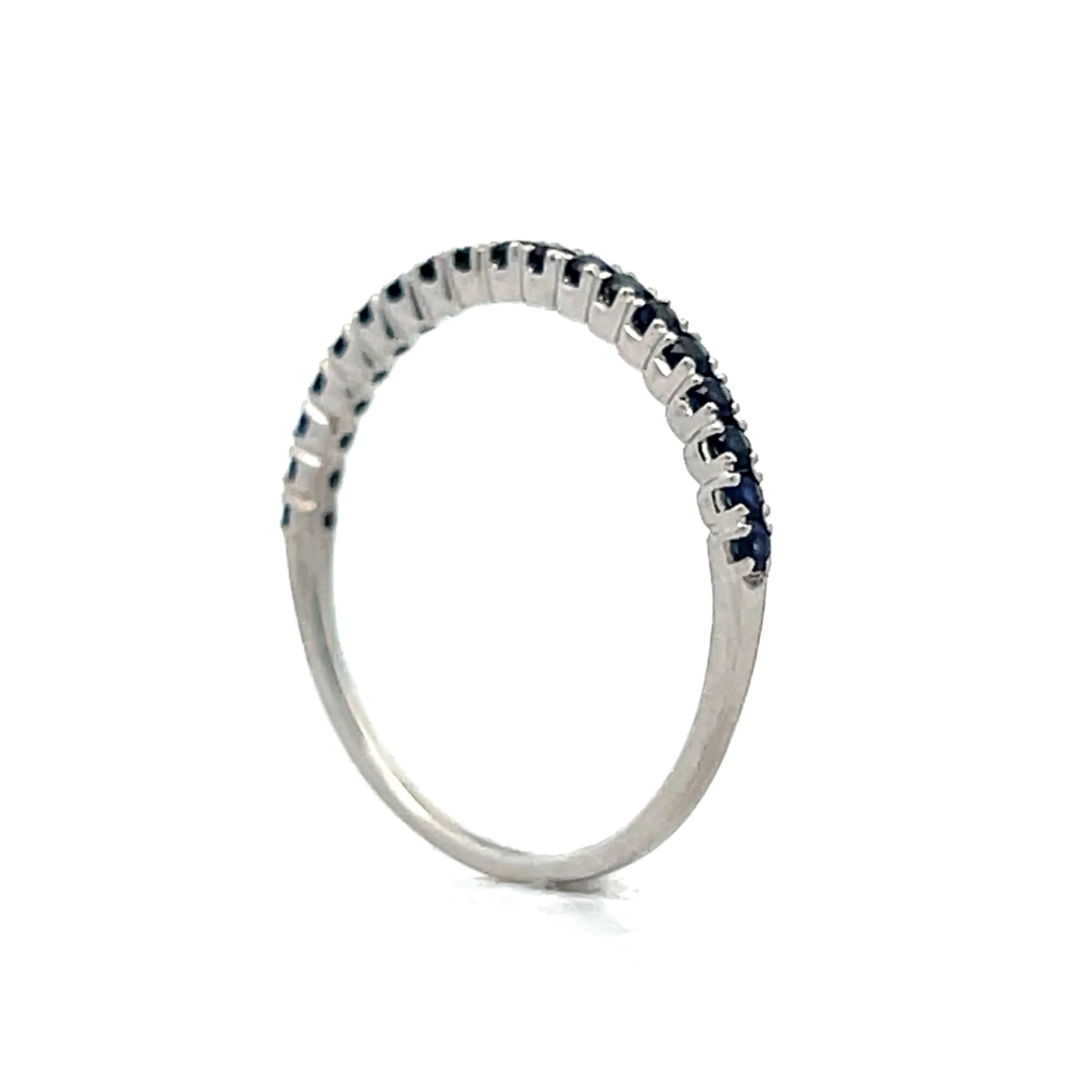 .28 Round Cut Blue Sapphire Wedding Band in 18k - Image 5