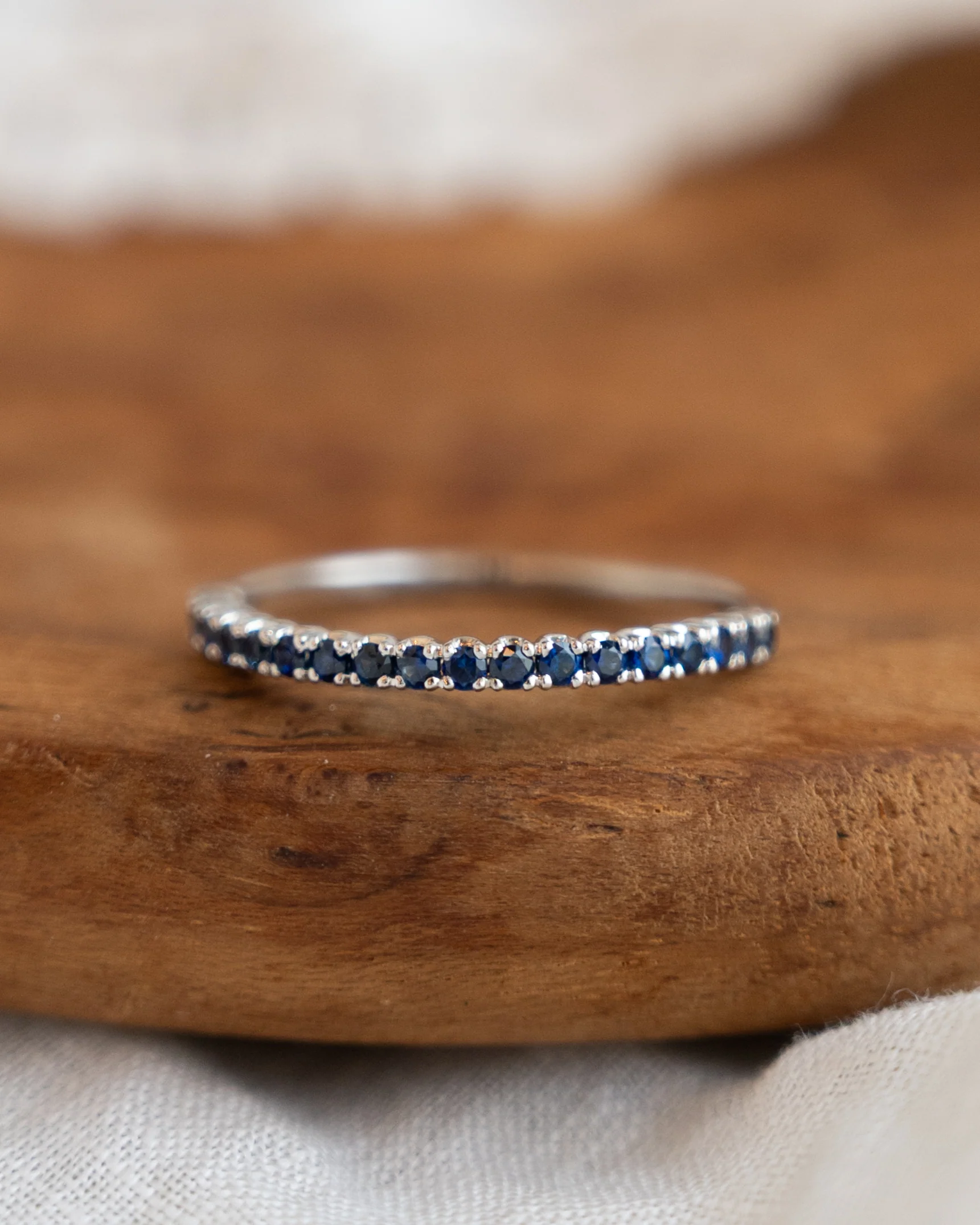 .28 Round Cut Blue Sapphire Wedding Band in 18k - Image 6