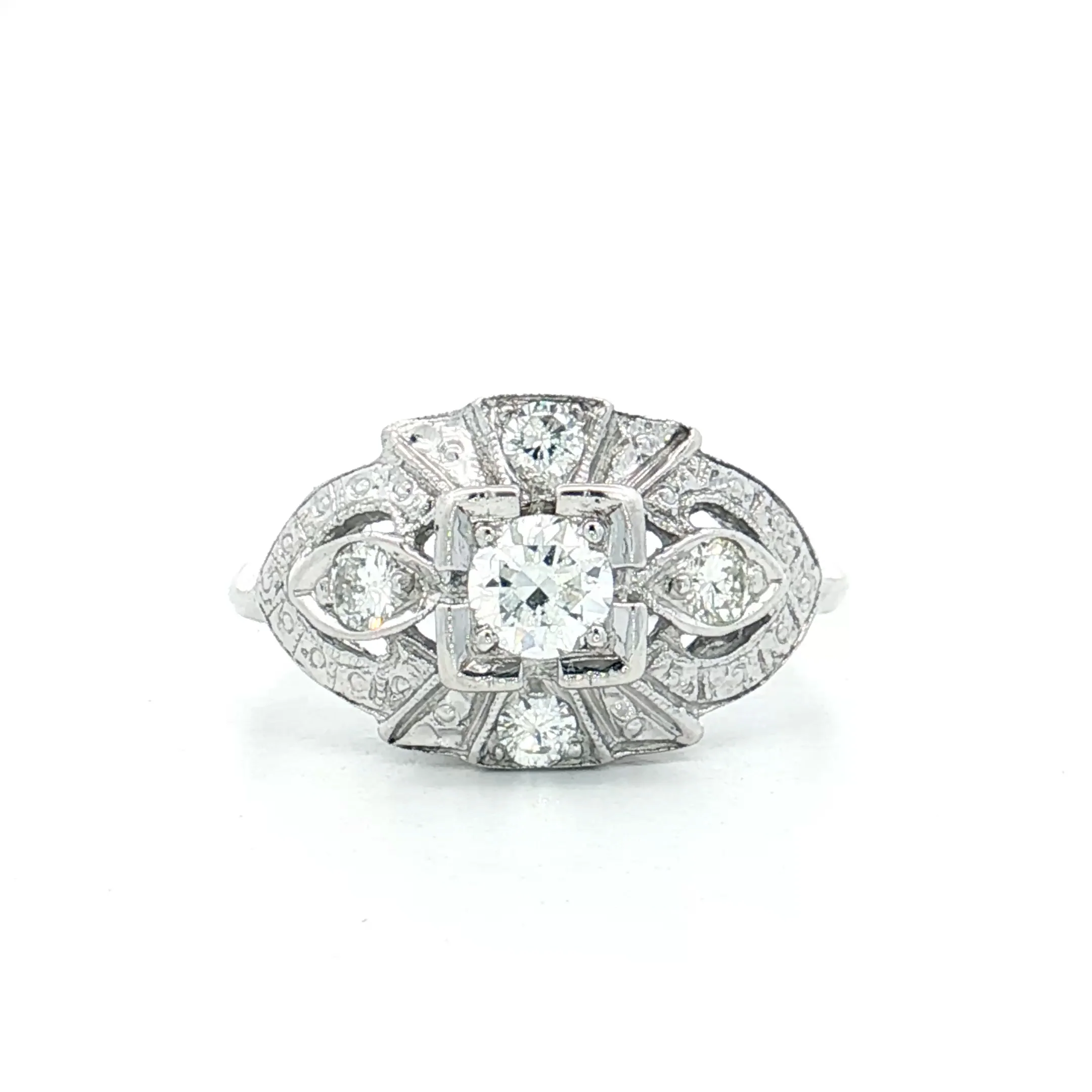 .28 Vintage Deco Transitional Diamond Engagement Ring Platinum