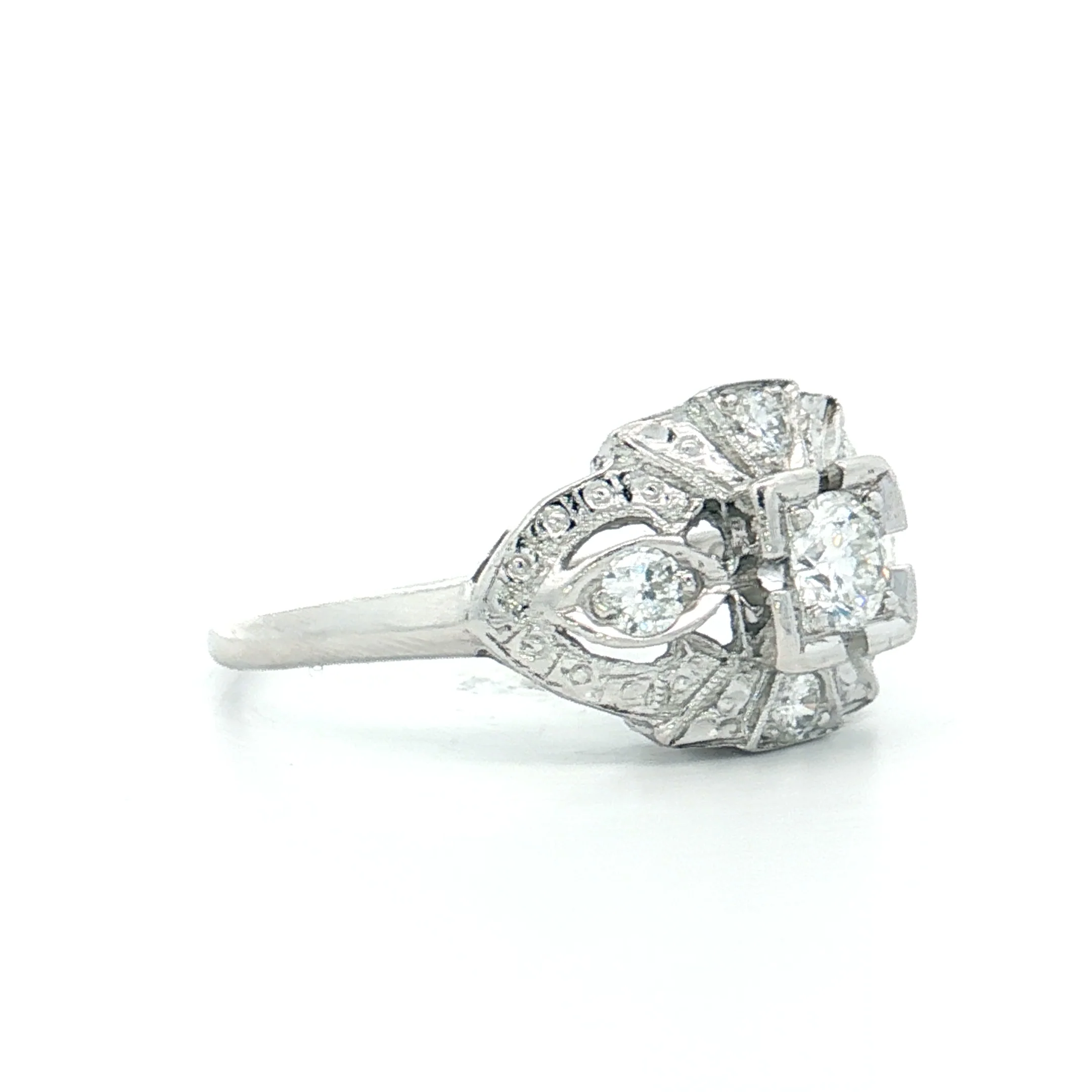 .28 Vintage Deco Transitional Diamond Engagement Ring Platinum - Image 3