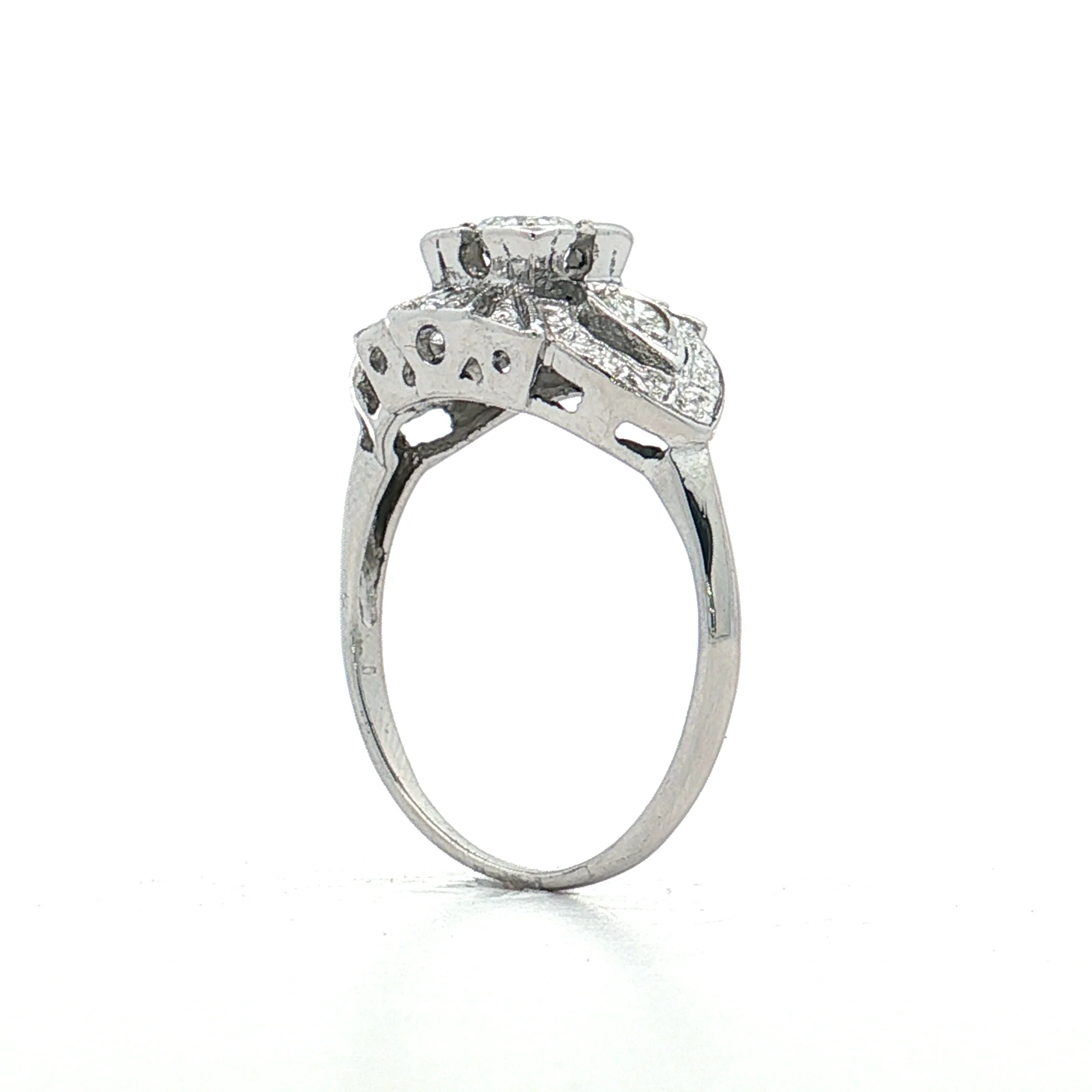 .28 Vintage Deco Transitional Diamond Engagement Ring Platinum - Image 4