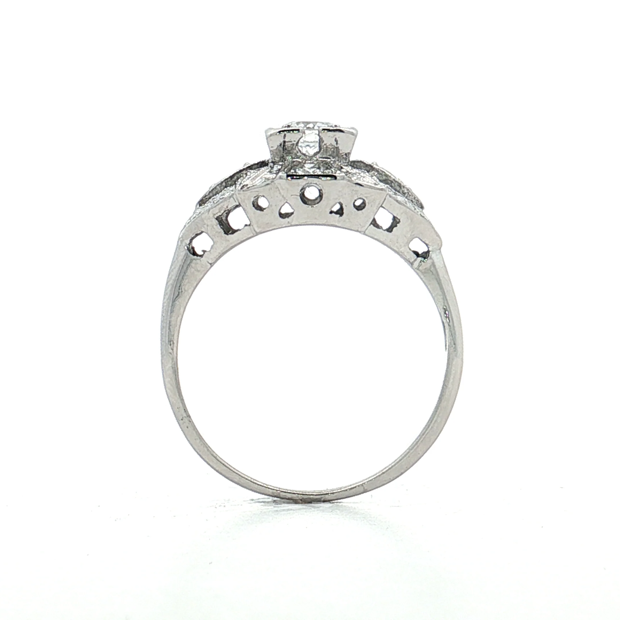 .28 Vintage Deco Transitional Diamond Engagement Ring Platinum - Image 5