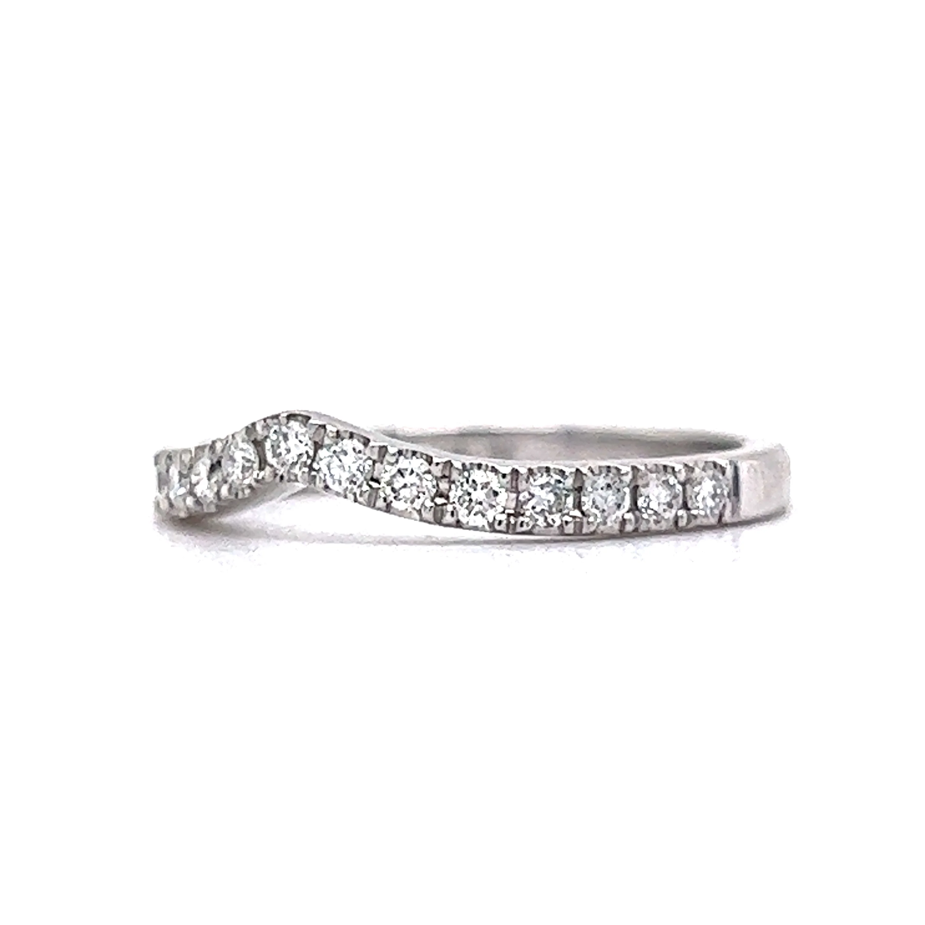 .29 Curved Diamond Wedding Band in 14k White Gold - Image 2