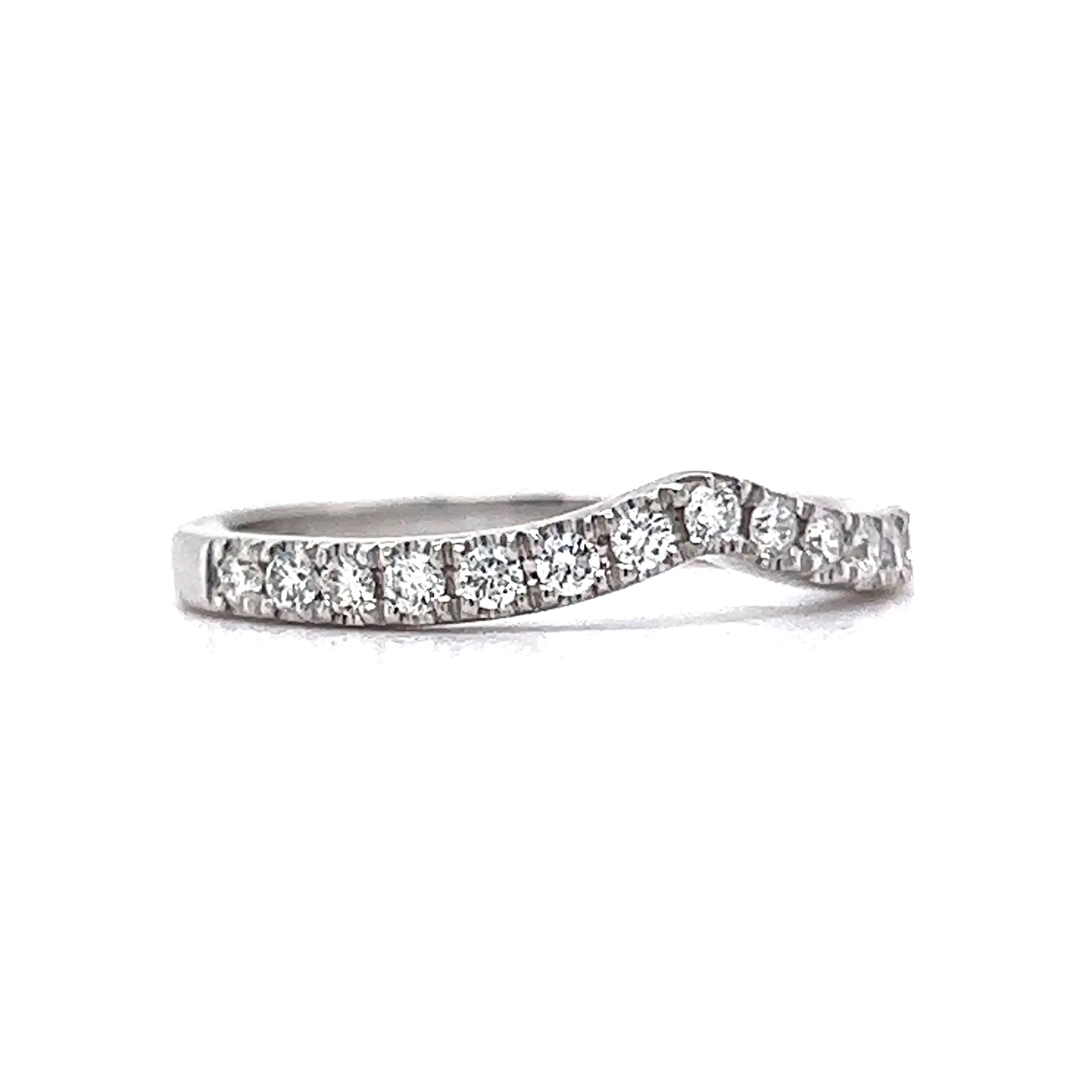 .29 Curved Diamond Wedding Band in 14k White Gold - Image 3