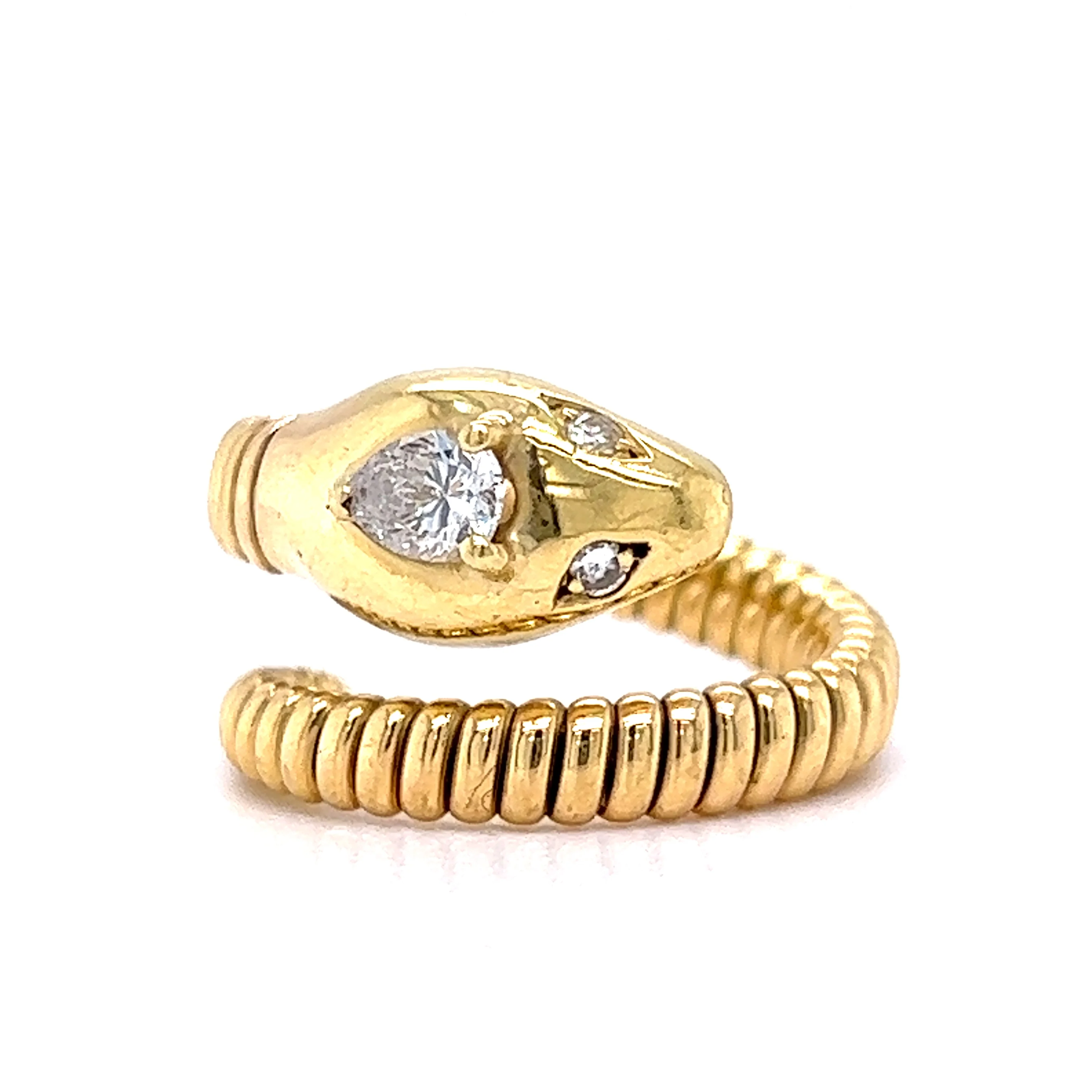 .29 Round Brilliant Cut Diamond Snake Ring in 18k Yellow Gold - Image 2