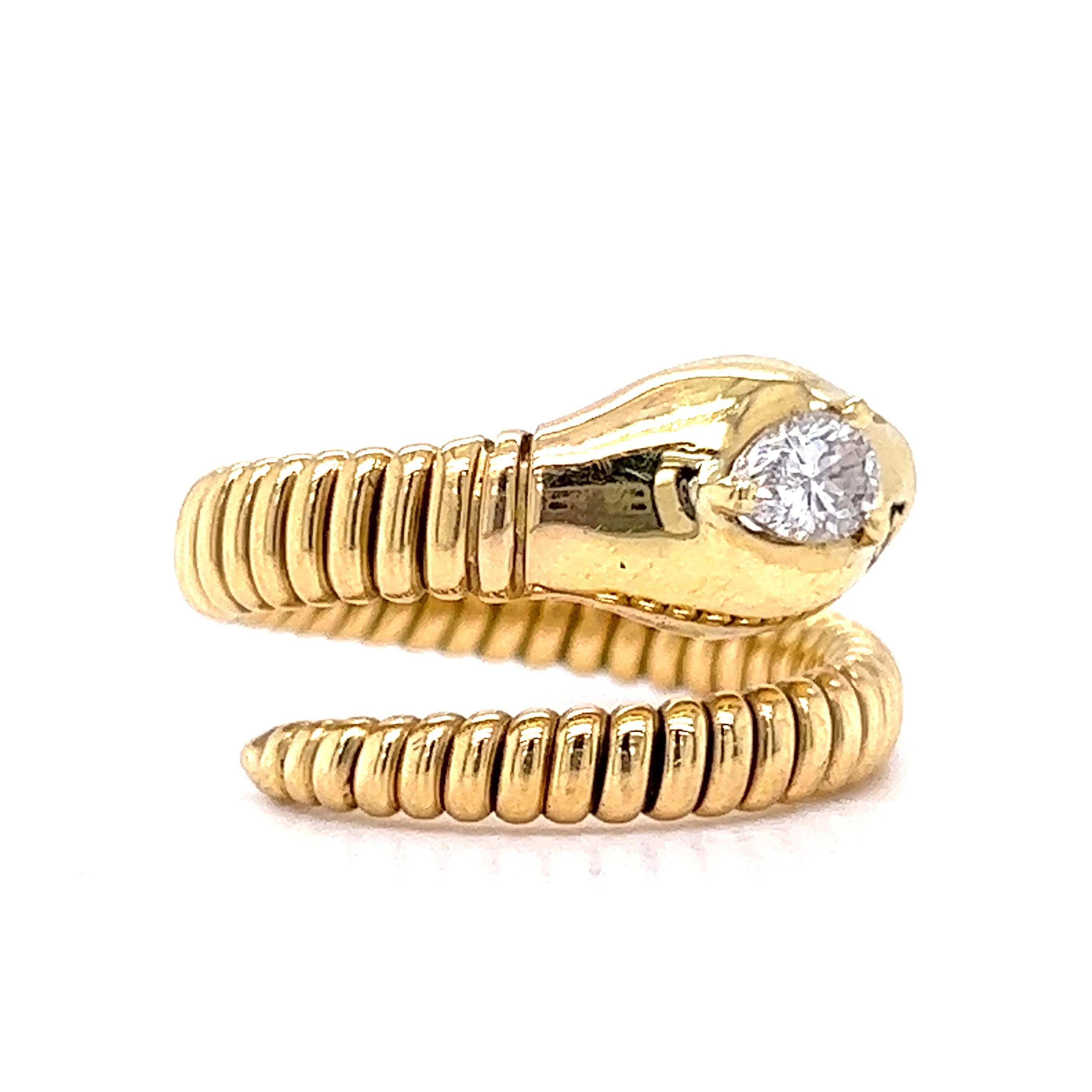 .29 Round Brilliant Cut Diamond Snake Ring in 18k Yellow Gold - Image 3