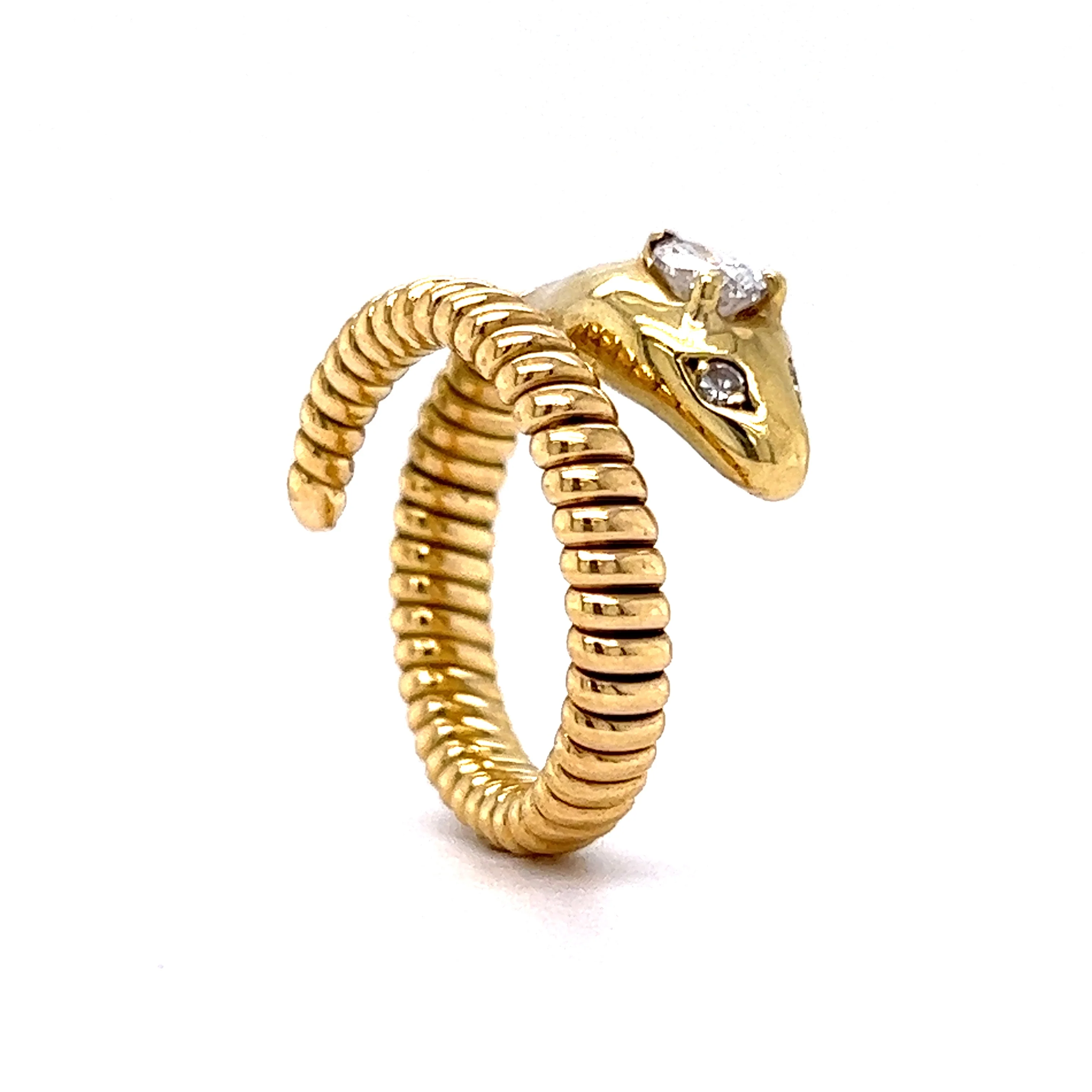 .29 Round Brilliant Cut Diamond Snake Ring in 18k Yellow Gold - Image 5