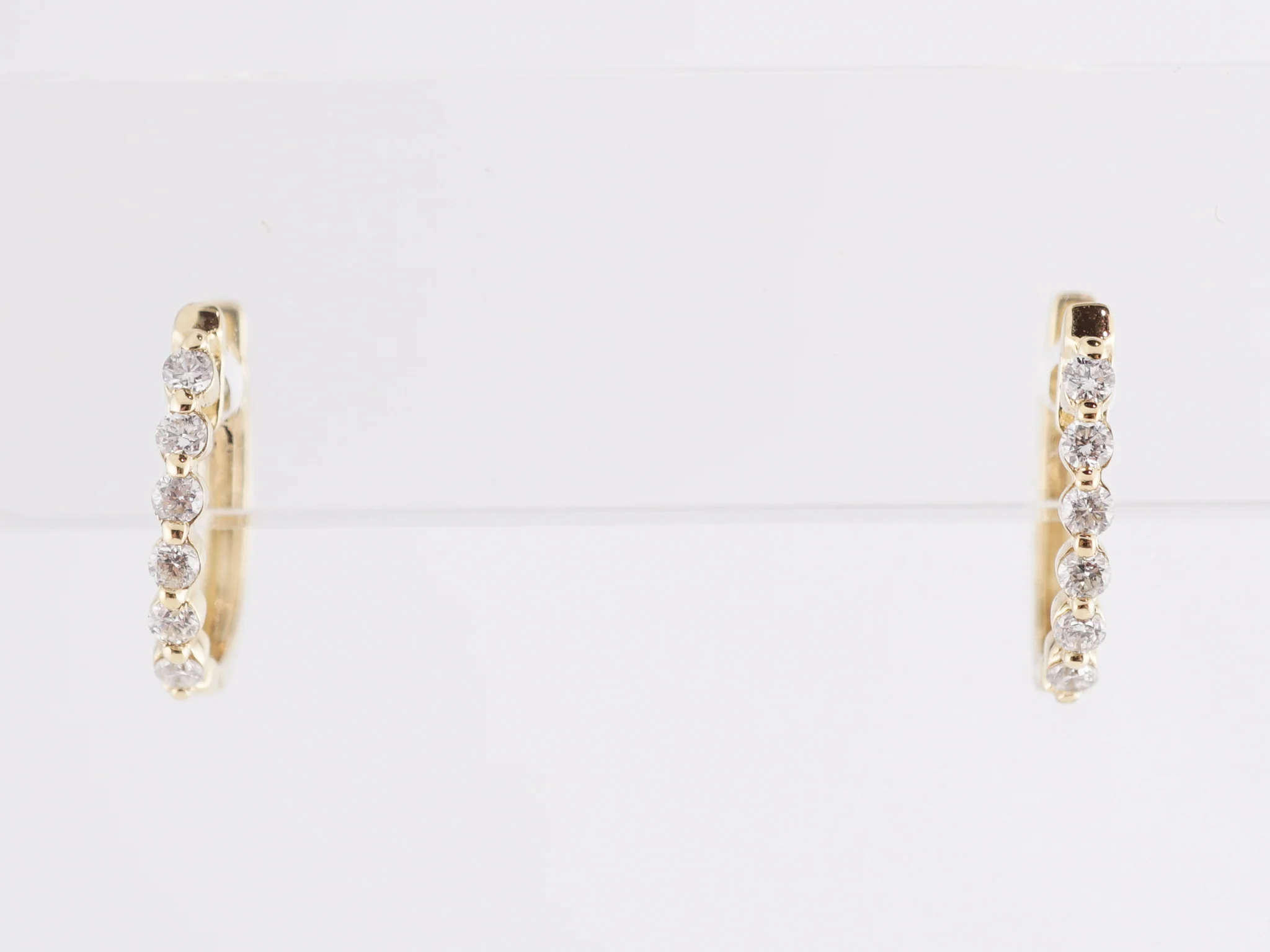 .29 Huggie Hoop Earrings w/ Diamonds in 14k Yellow Gold