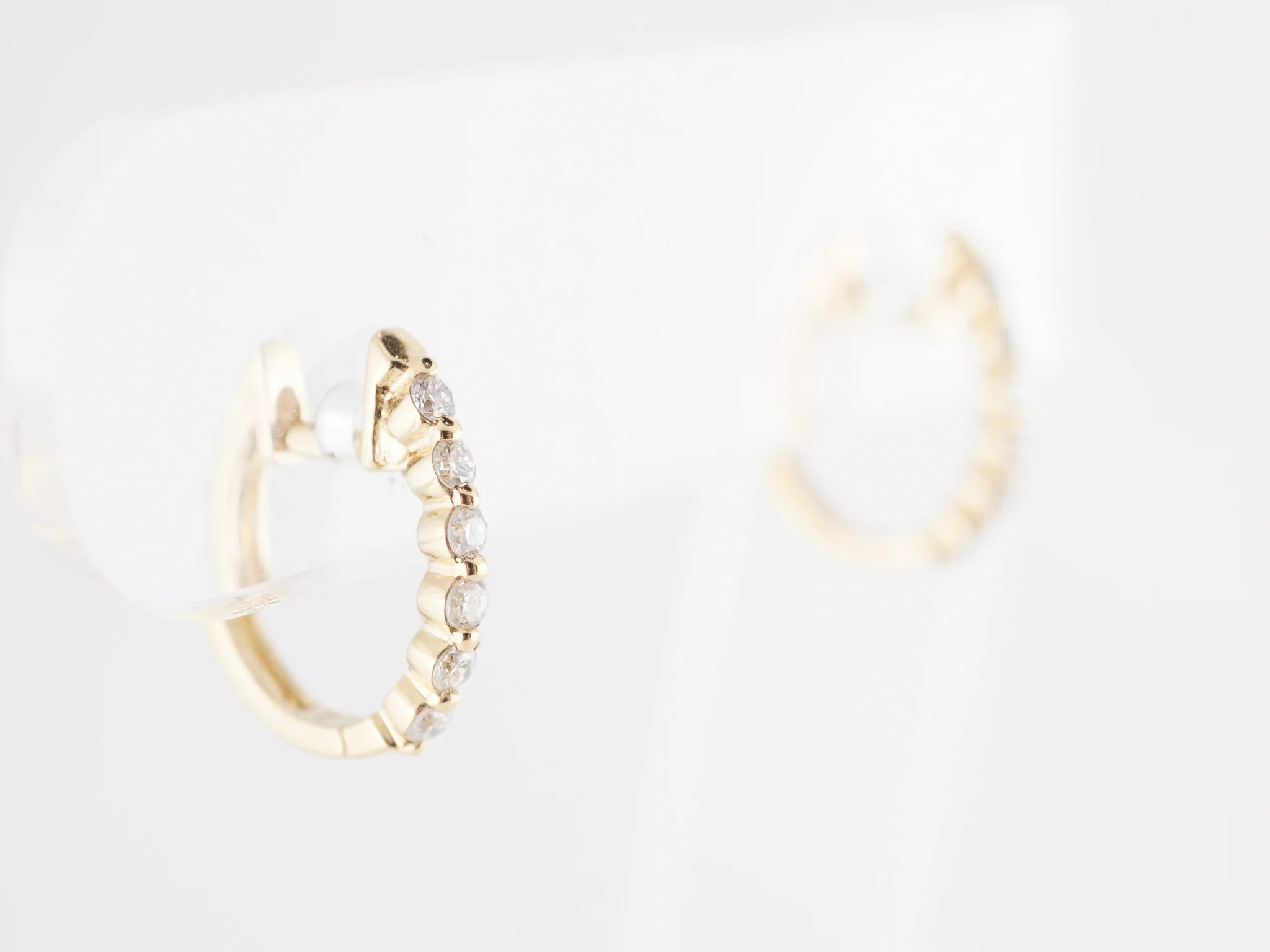 .29 Huggie Hoop Earrings w/ Diamonds in 14k Yellow Gold - Image 3
