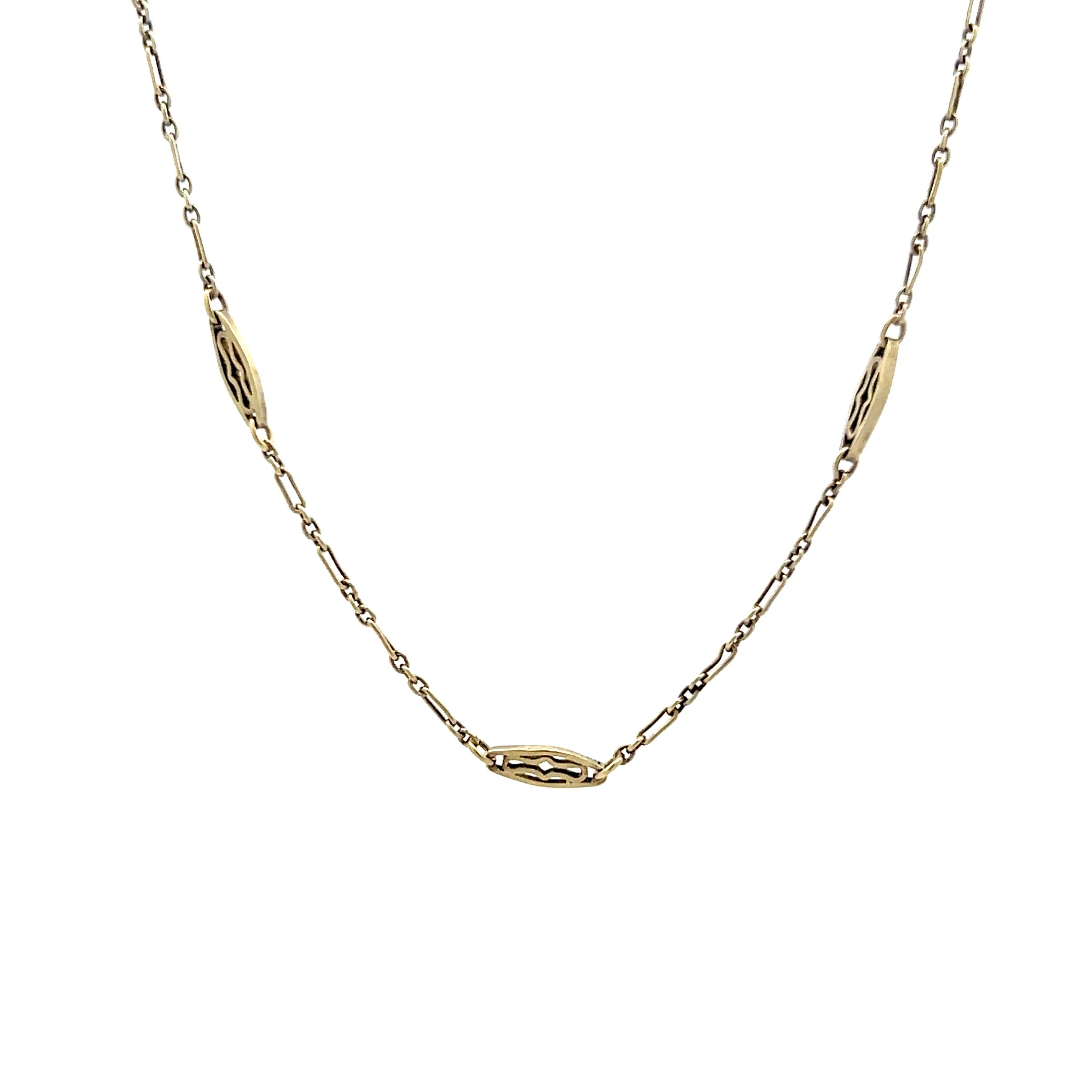 29 Inch Antique Art Deco Chain Necklace in 14k