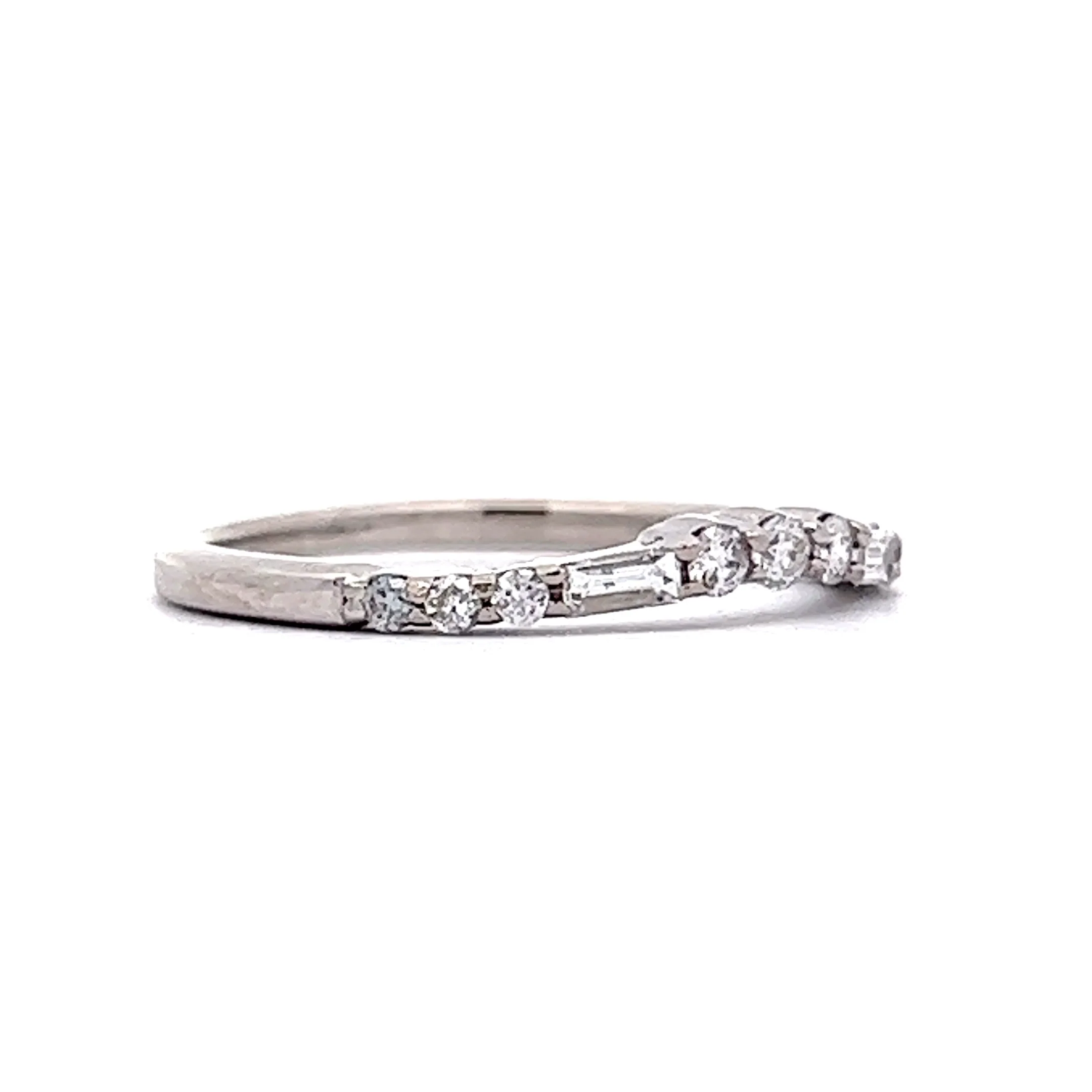 .29 Round & Baguette Cut Diamond Wedding Band in 14k White Gold - Image 3
