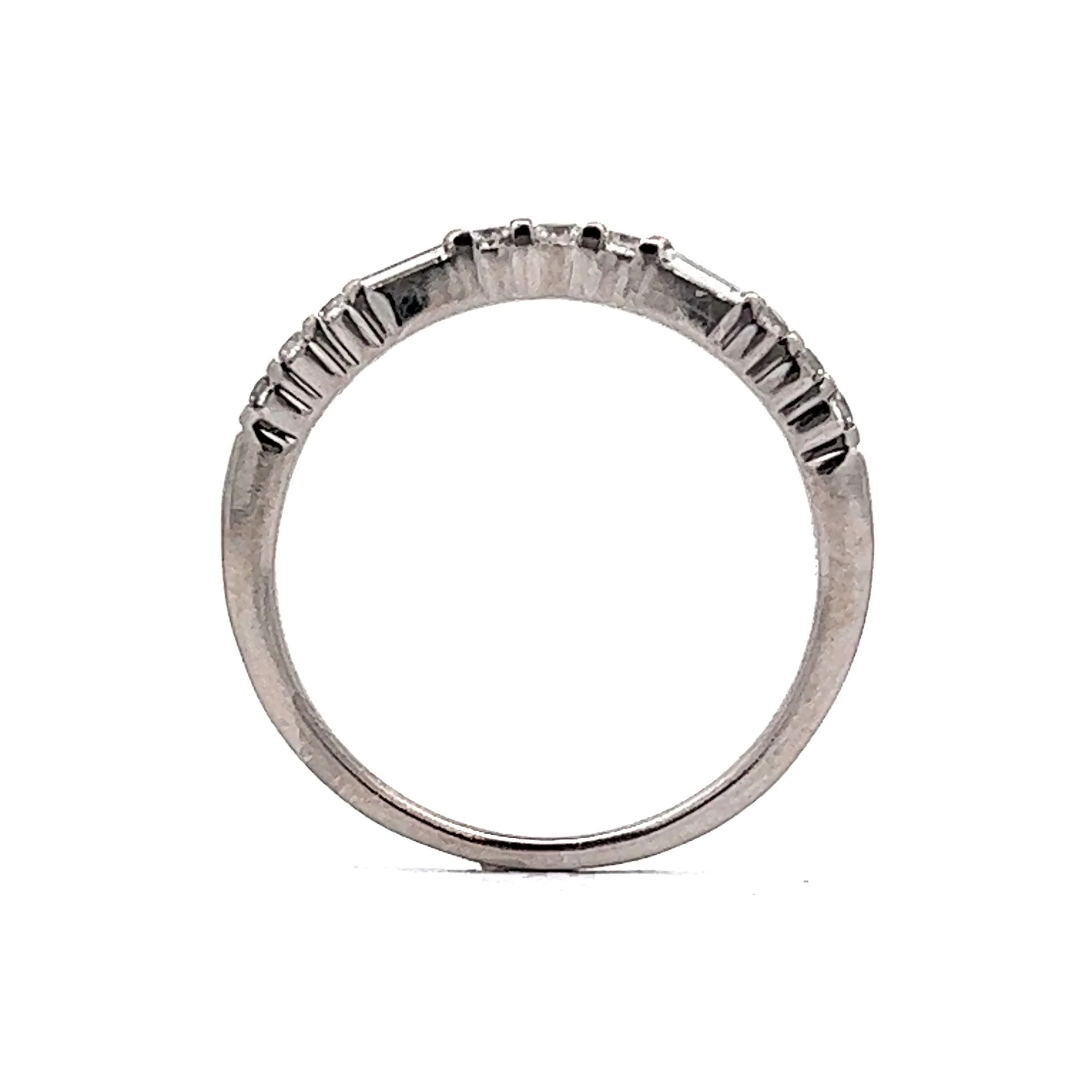 .29 Round & Baguette Cut Diamond Wedding Band in 14k White Gold - Image 4