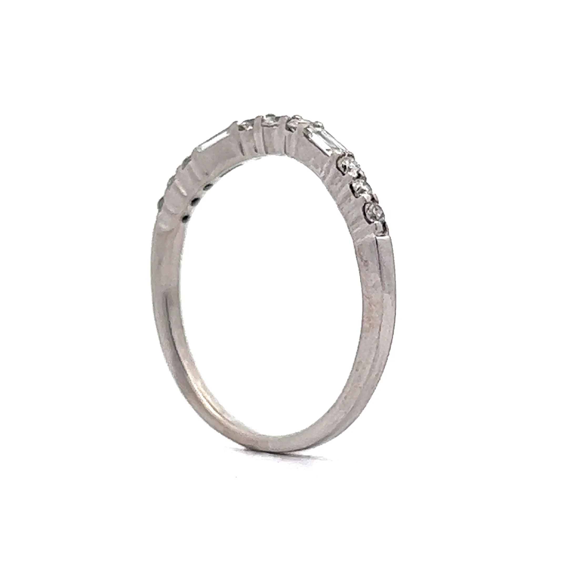 .29 Round & Baguette Cut Diamond Wedding Band in 14k White Gold - Image 5