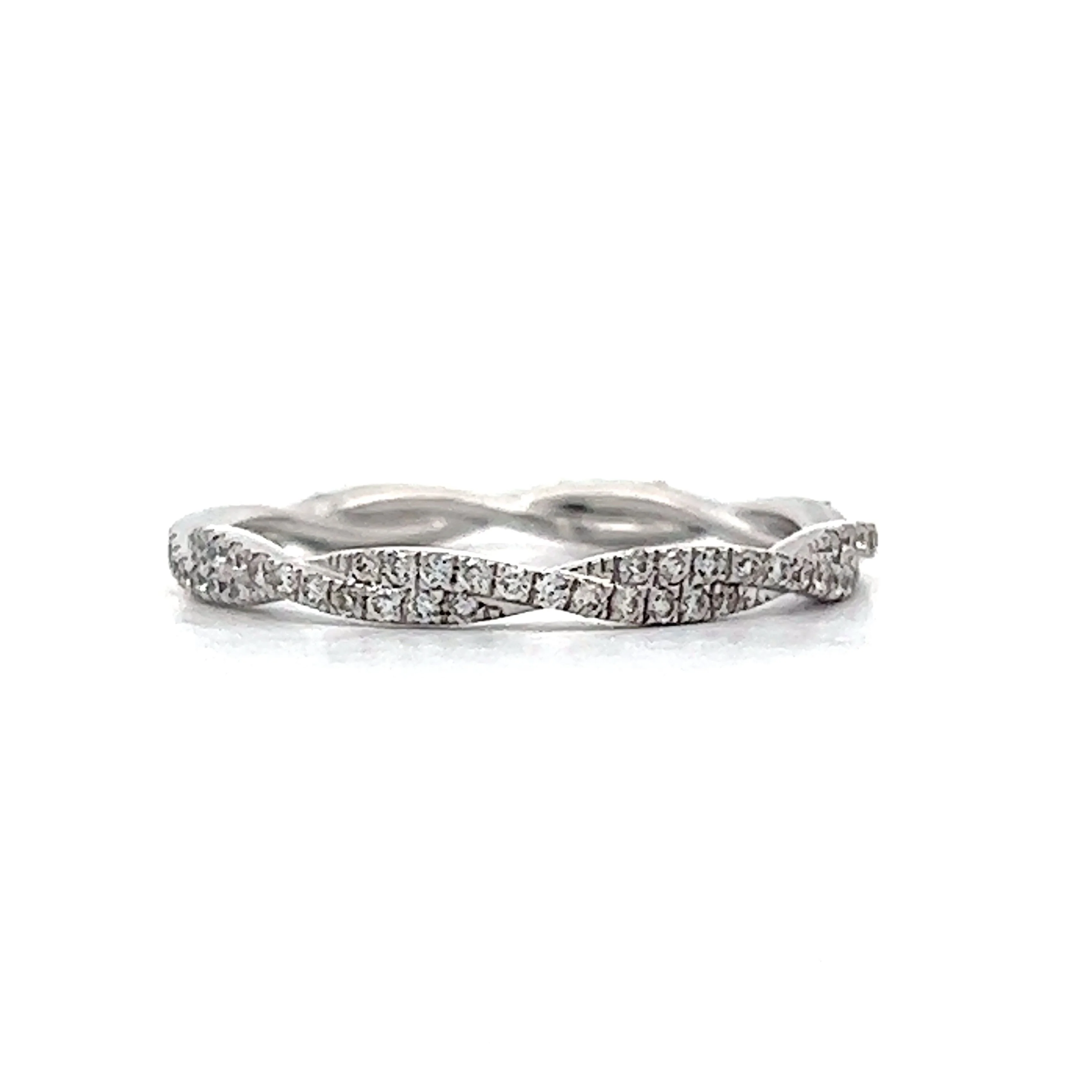 .29 Twisted Pave Wedding Band in 14k White Gold - Image 3
