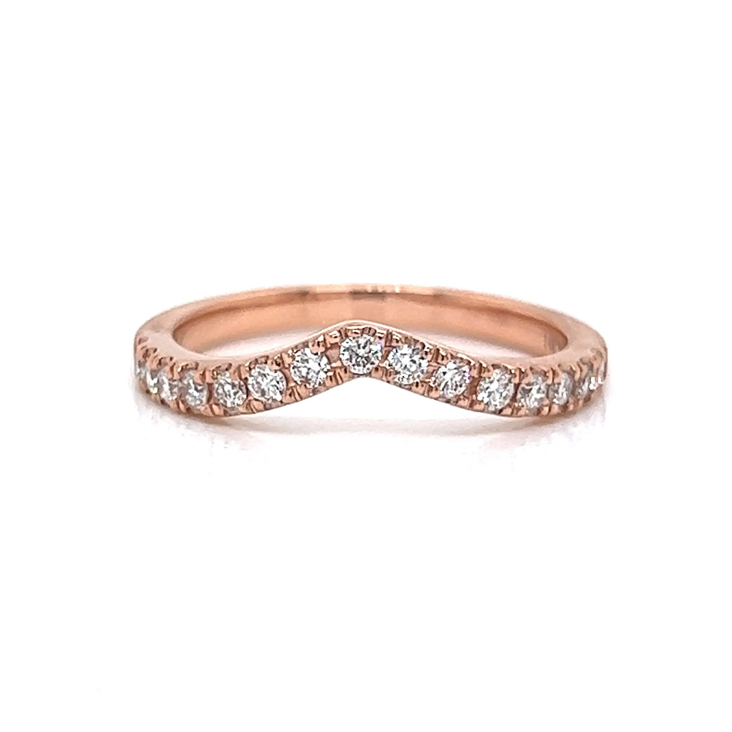 .29 V Shaped Diamond Wedding Band in 14k Rose Gold