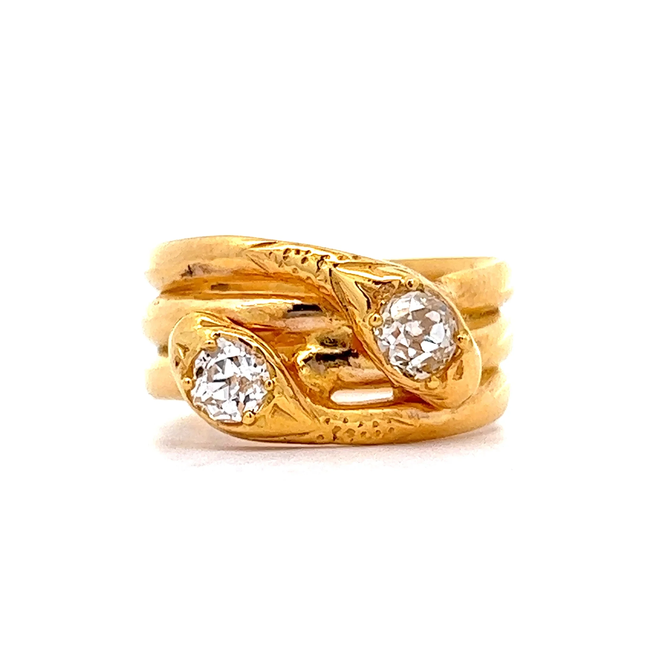.29 Antique Victorian Diamond Snake Ring in 14k Yellow Gold