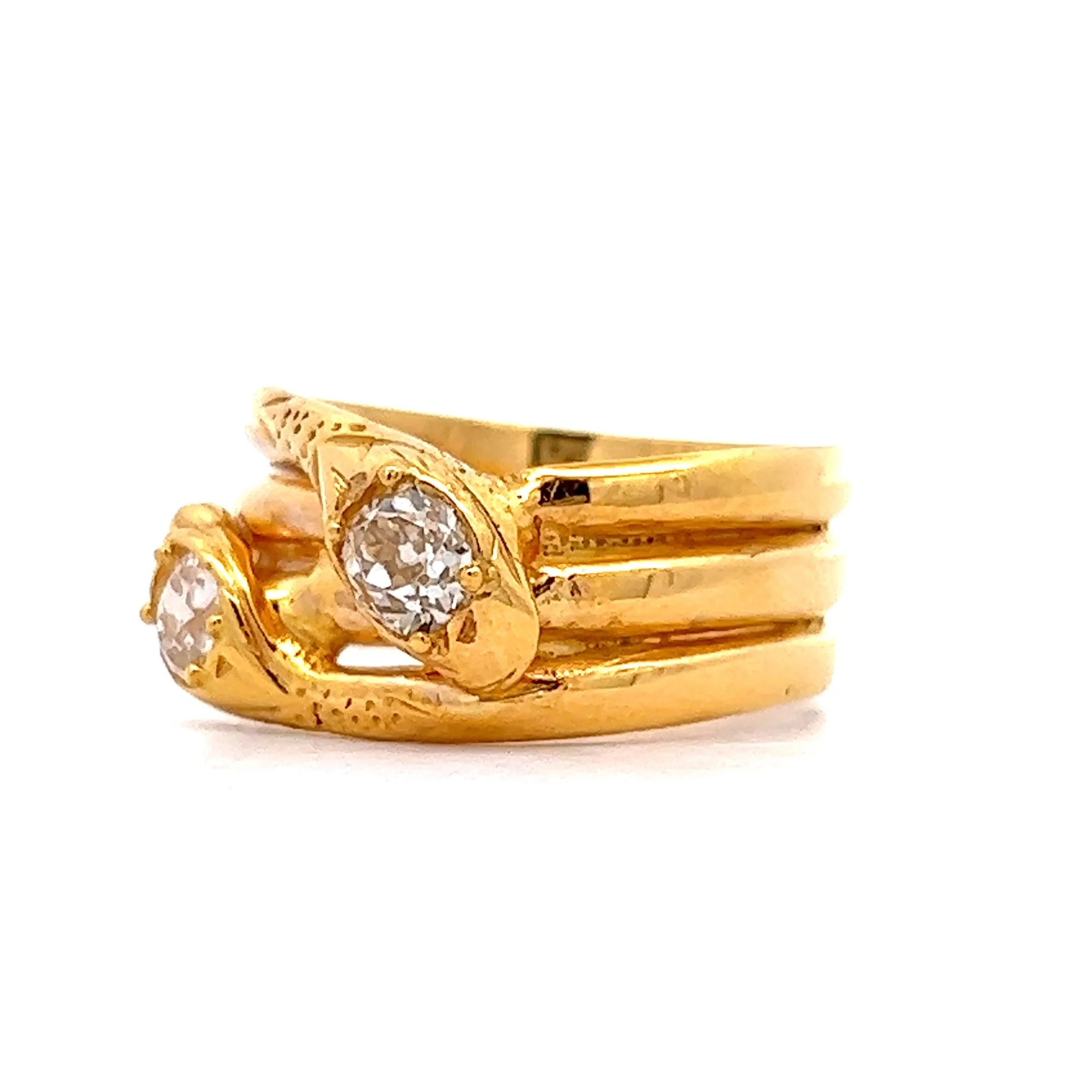 .29 Antique Victorian Diamond Snake Ring in 14k Yellow Gold - Image 2