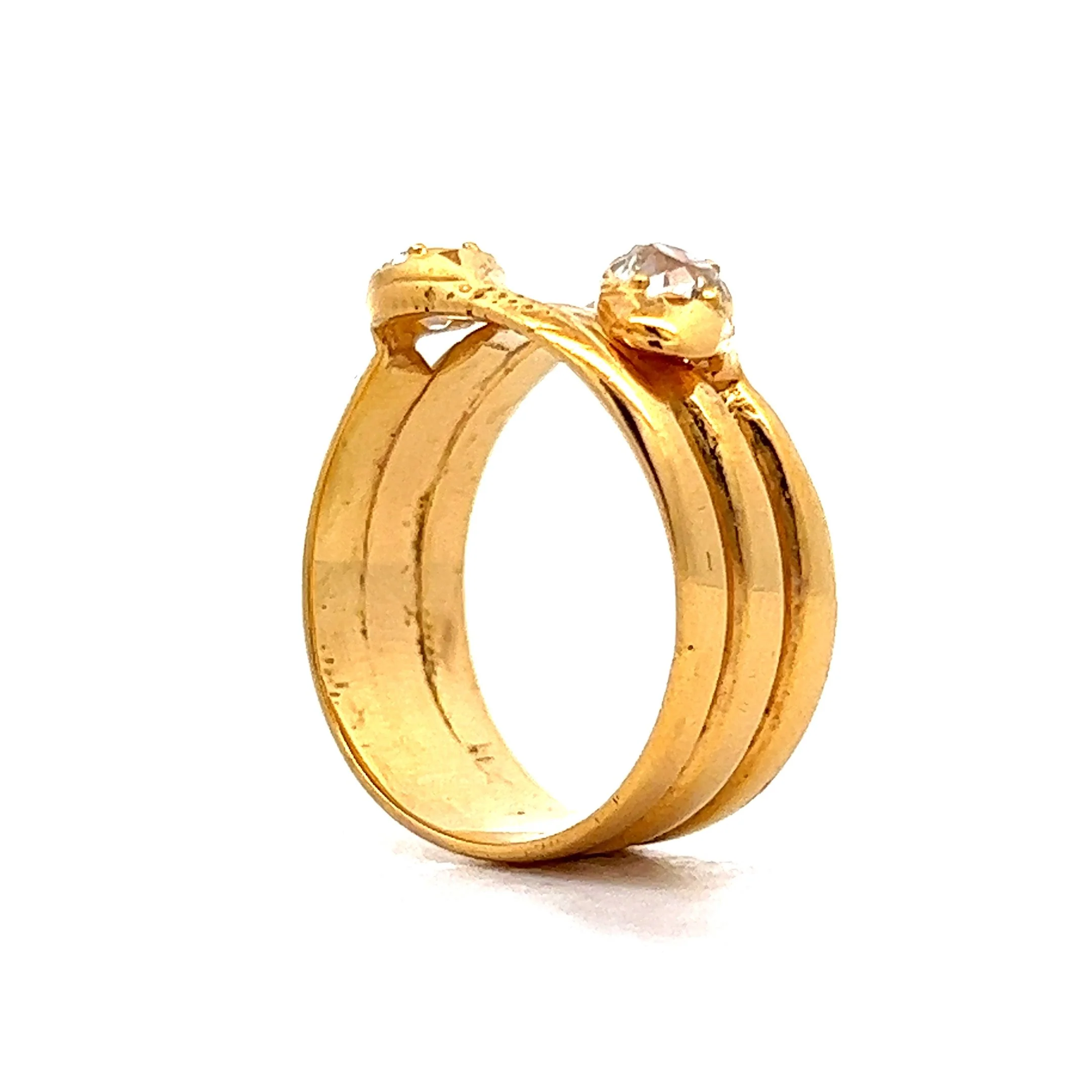 .29 Antique Victorian Diamond Snake Ring in 14k Yellow Gold - Image 5