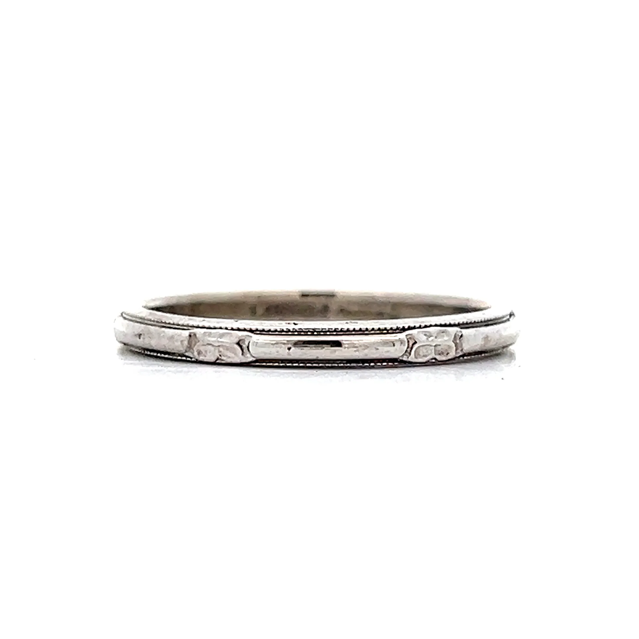 2mm Antique Art Deco Textured Wedding Band in 14k