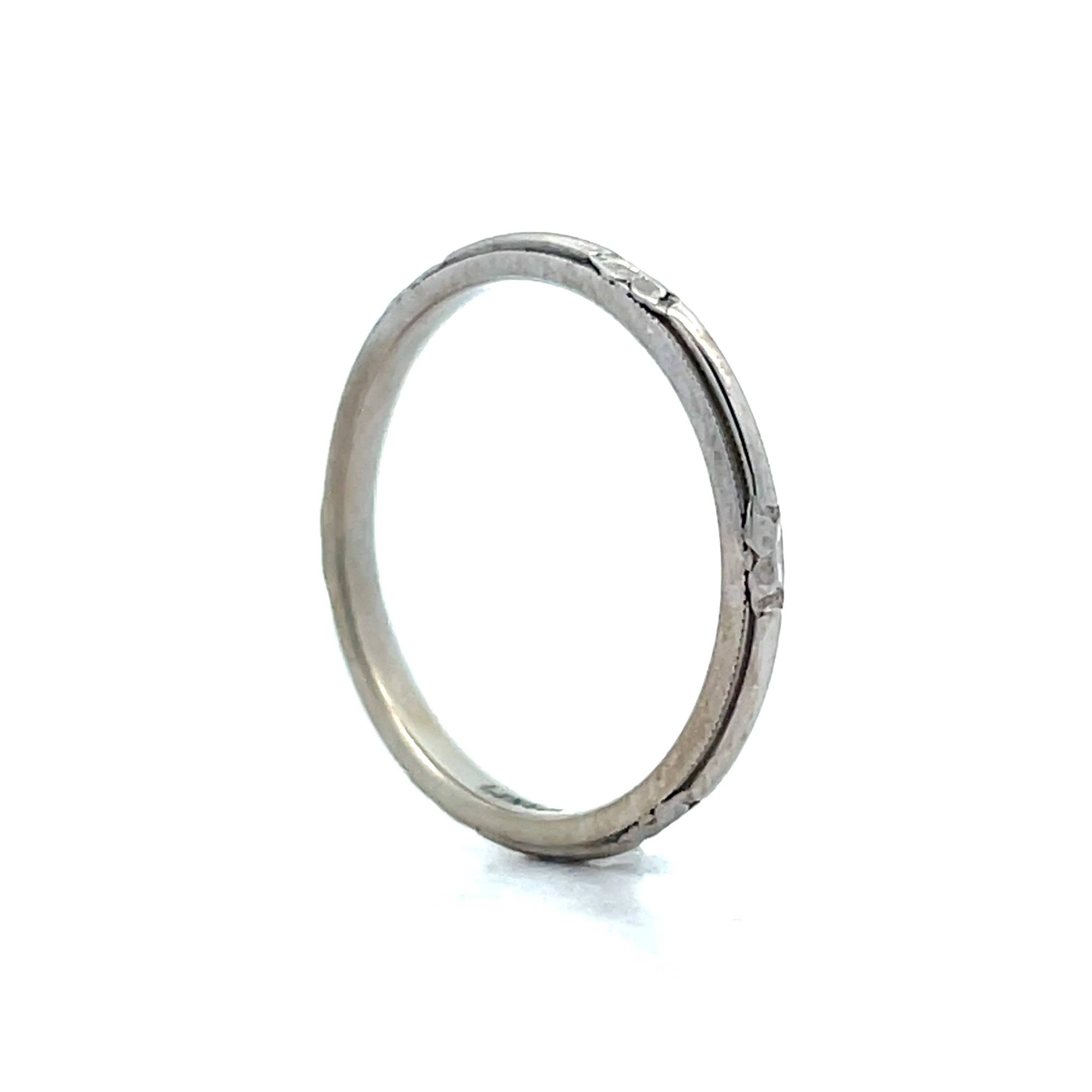 2mm Antique Art Deco Textured Wedding Band in 14k - Image 5