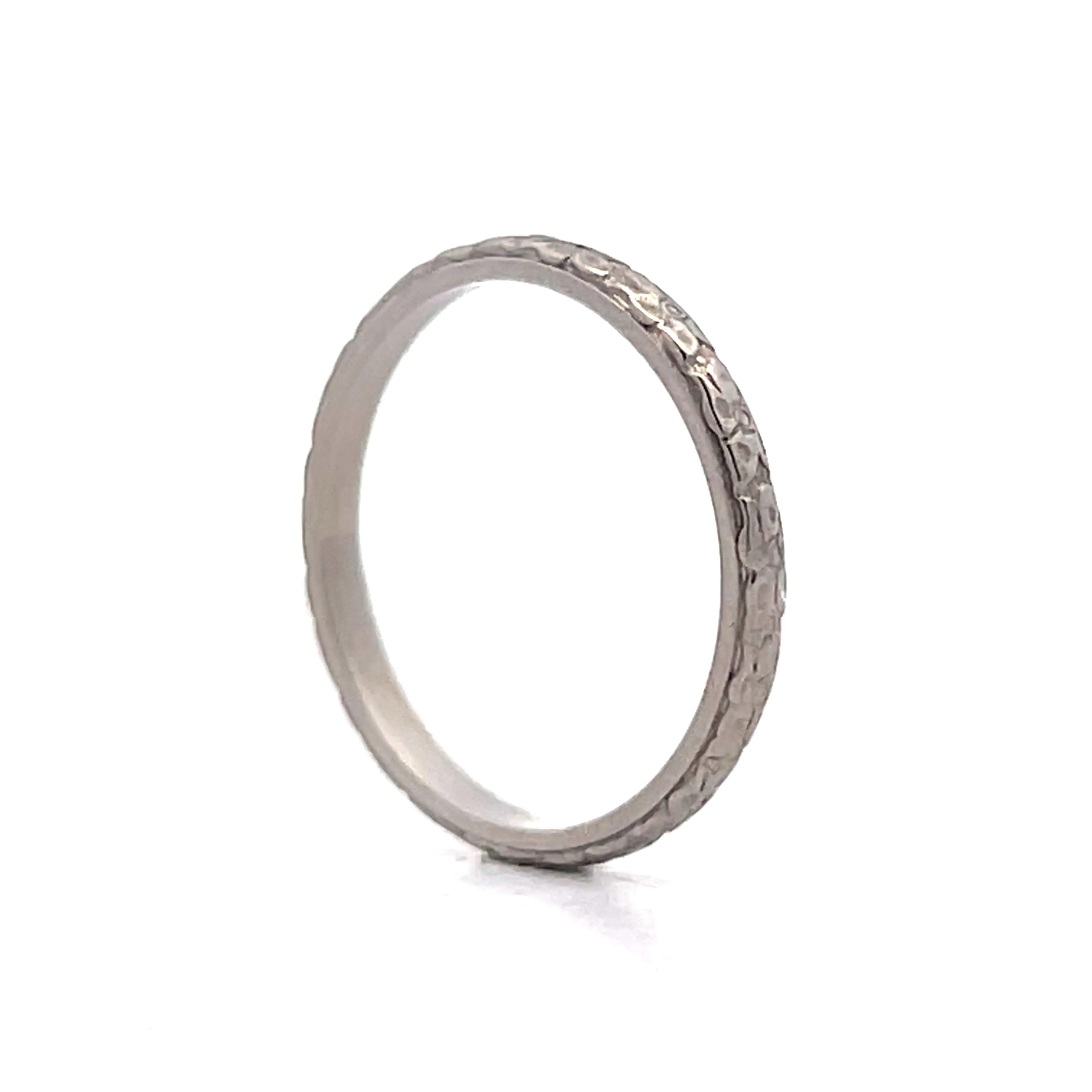 2mm Antique Deco Blossom Engraved Wedding Band in Platinum - Image 5