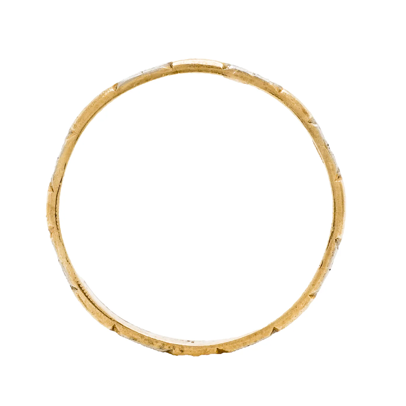 2mm Art Deco Two-Tone Engraved Wedding Band in 14K - Image 2