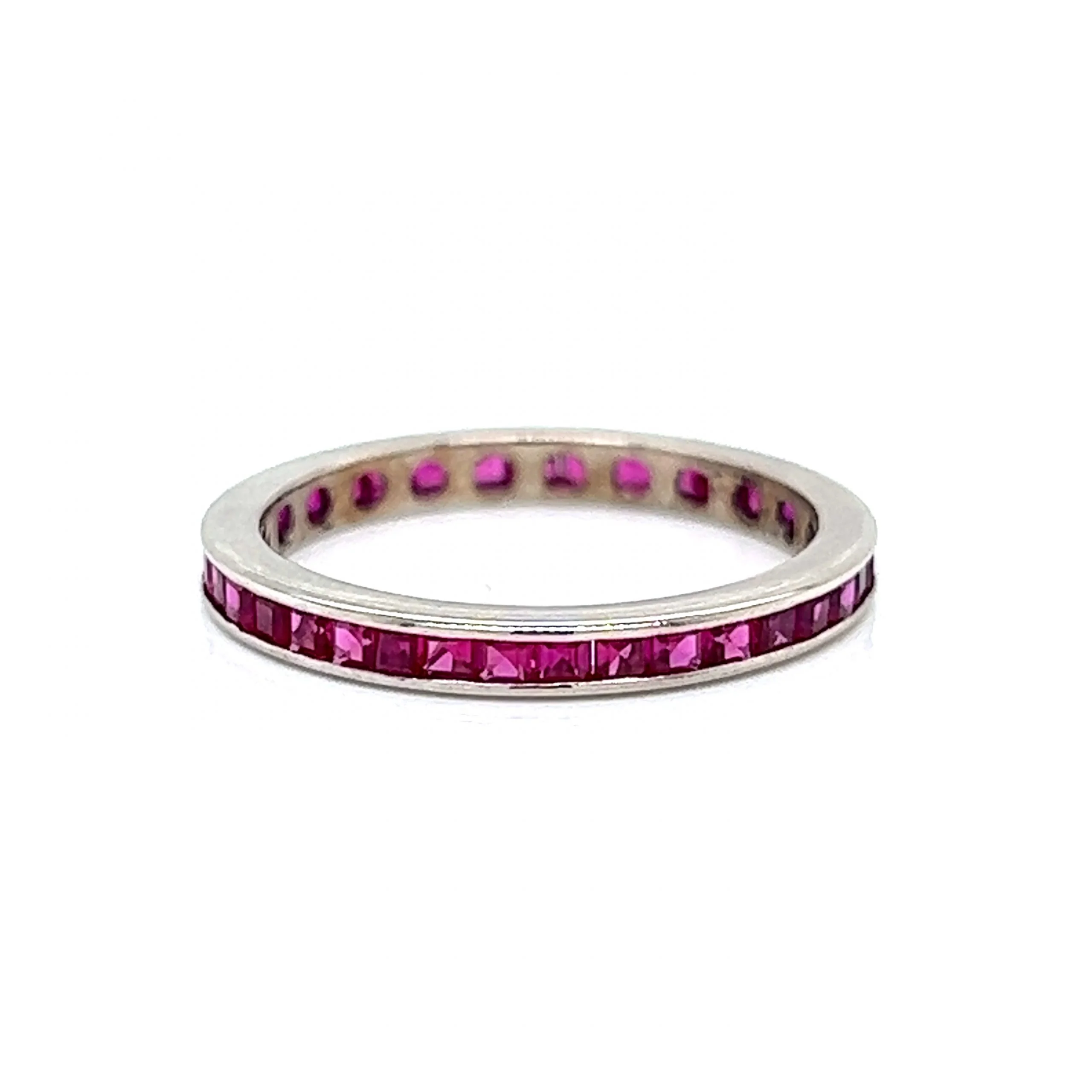 2mm Channel Set Ruby Eternity Wedding Band in 14k White Gold - Image 2