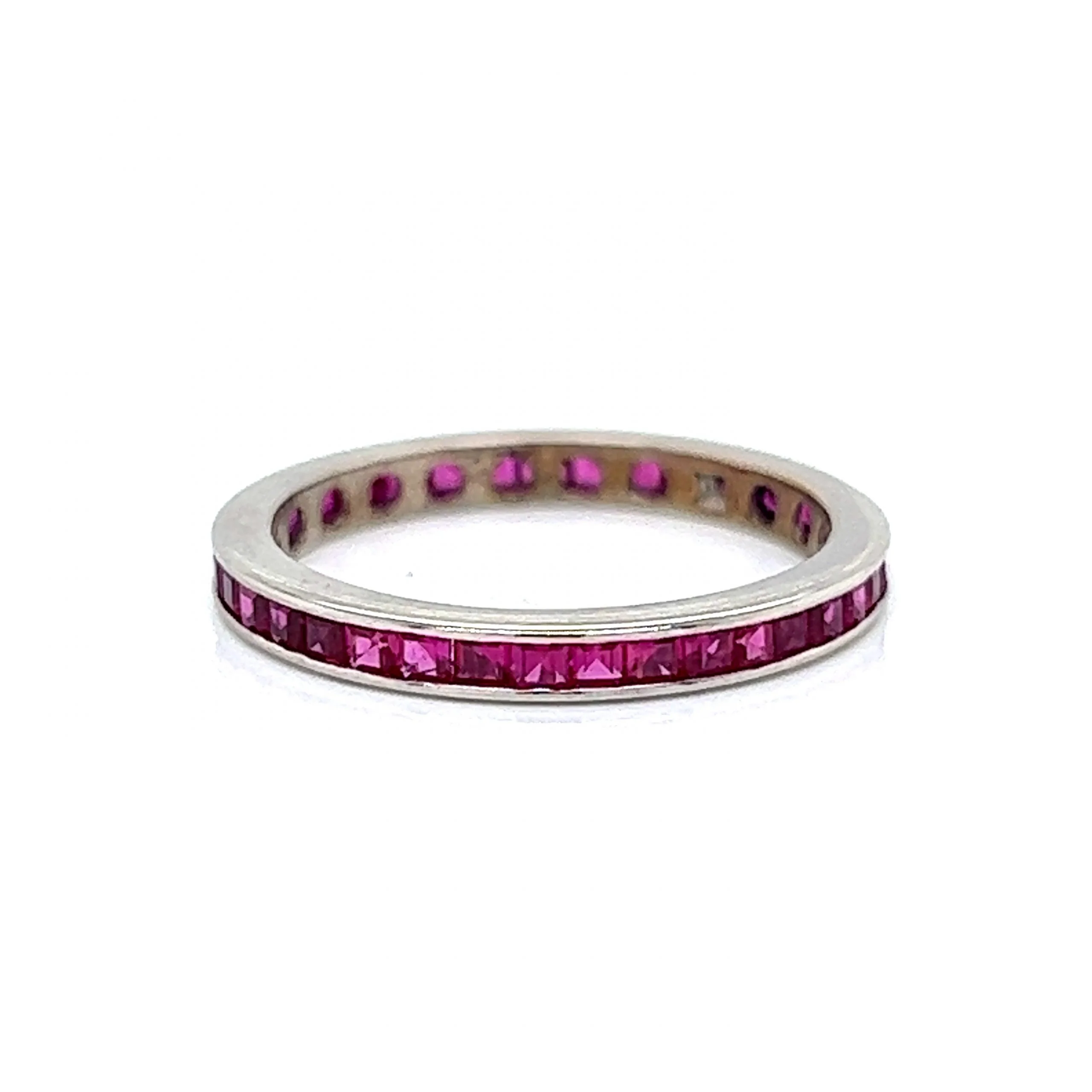 2mm Channel Set Ruby Eternity Wedding Band in 14k White Gold - Image 3