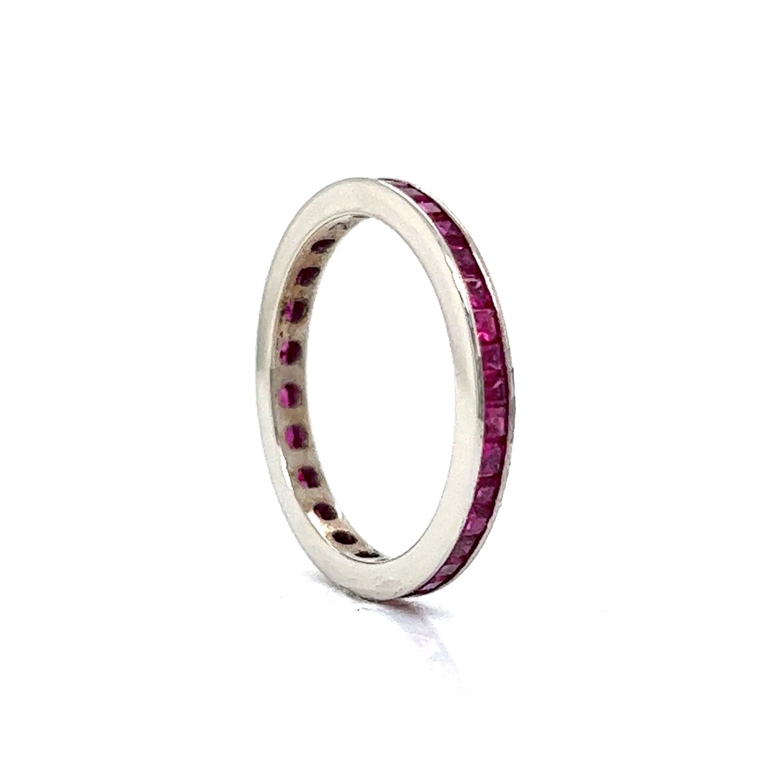 2mm Channel Set Ruby Eternity Wedding Band in 14k White Gold - Image 5