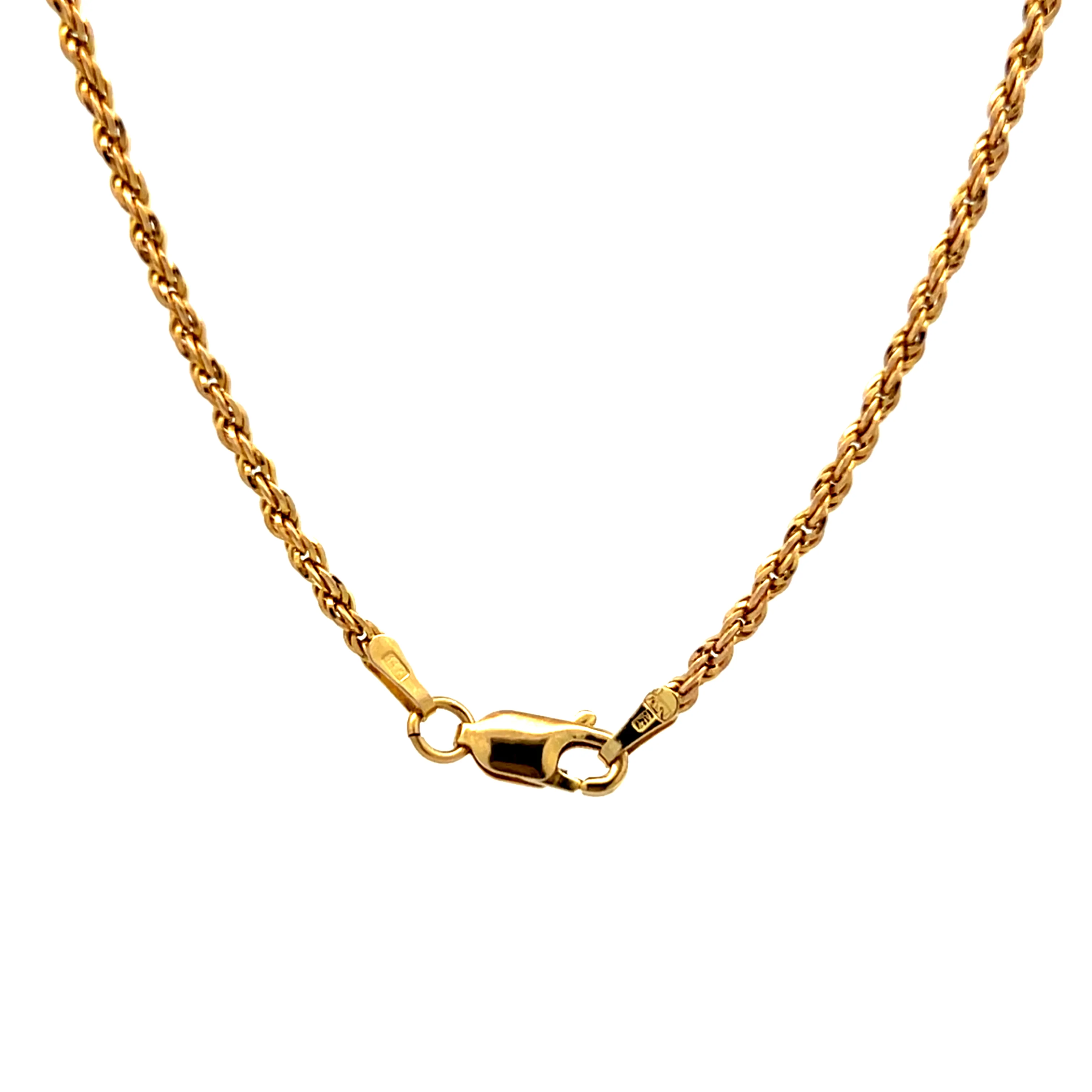 2mm Classic Rope Chain Necklace in 14k Yellow Gold - Image 4