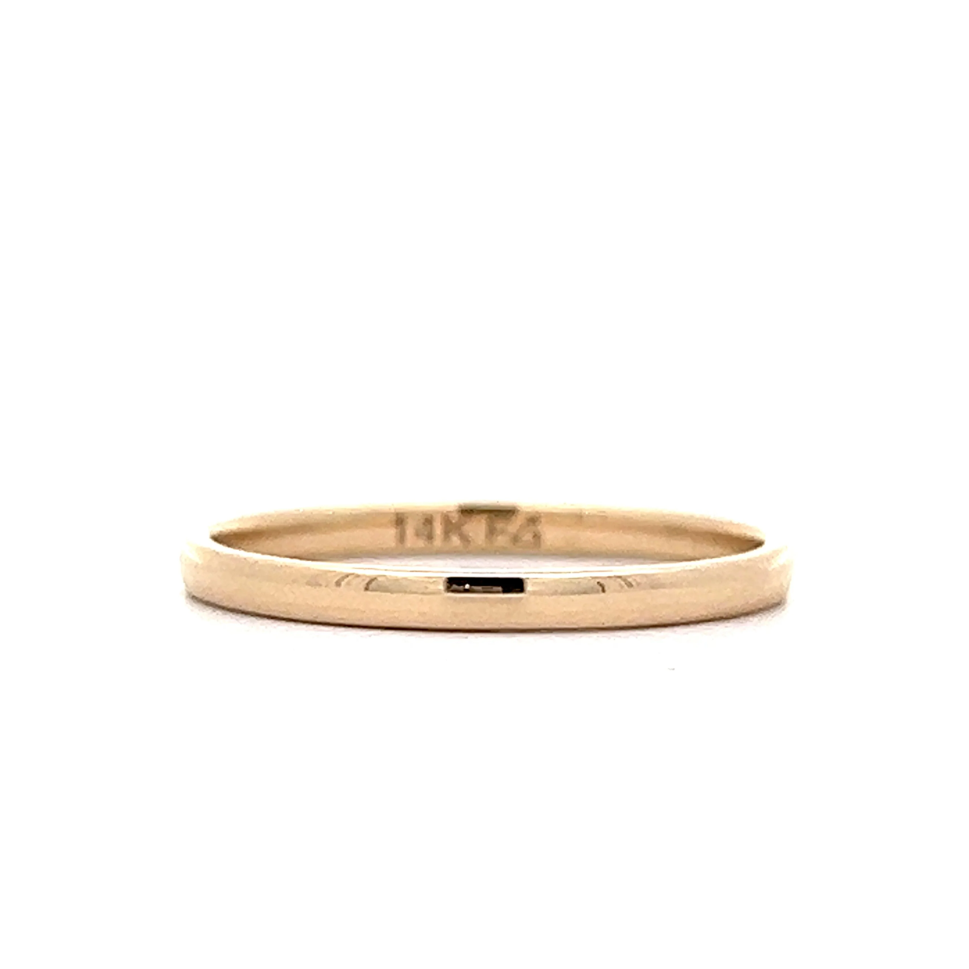2mm Mens Half Round Wedding Band in 14k Yellow Gold