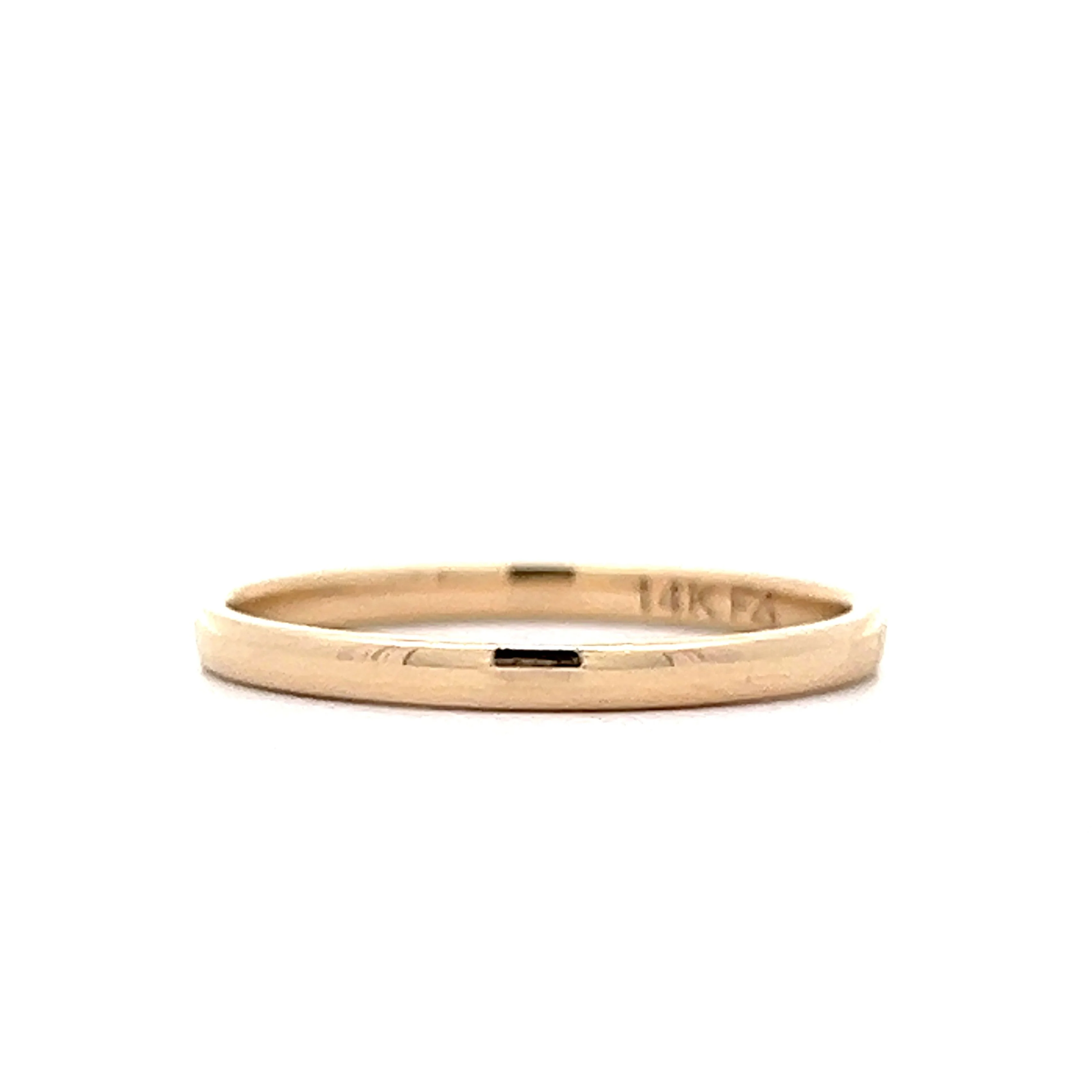 2mm Mens Half Round Wedding Band in 14k Yellow Gold - Image 2
