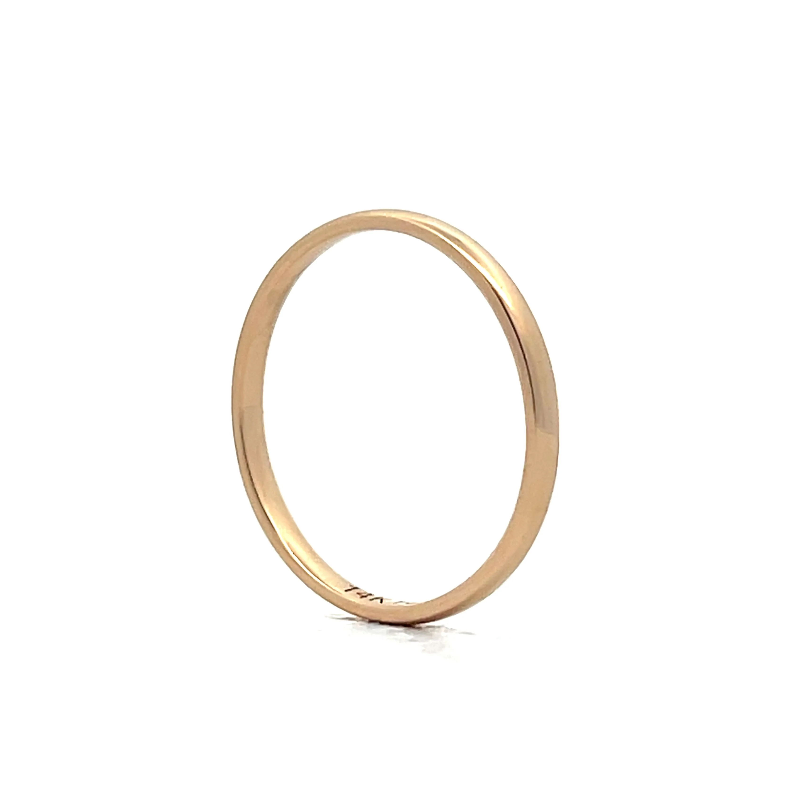 2mm Mens Half Round Wedding Band in 14k Yellow Gold - Image 5