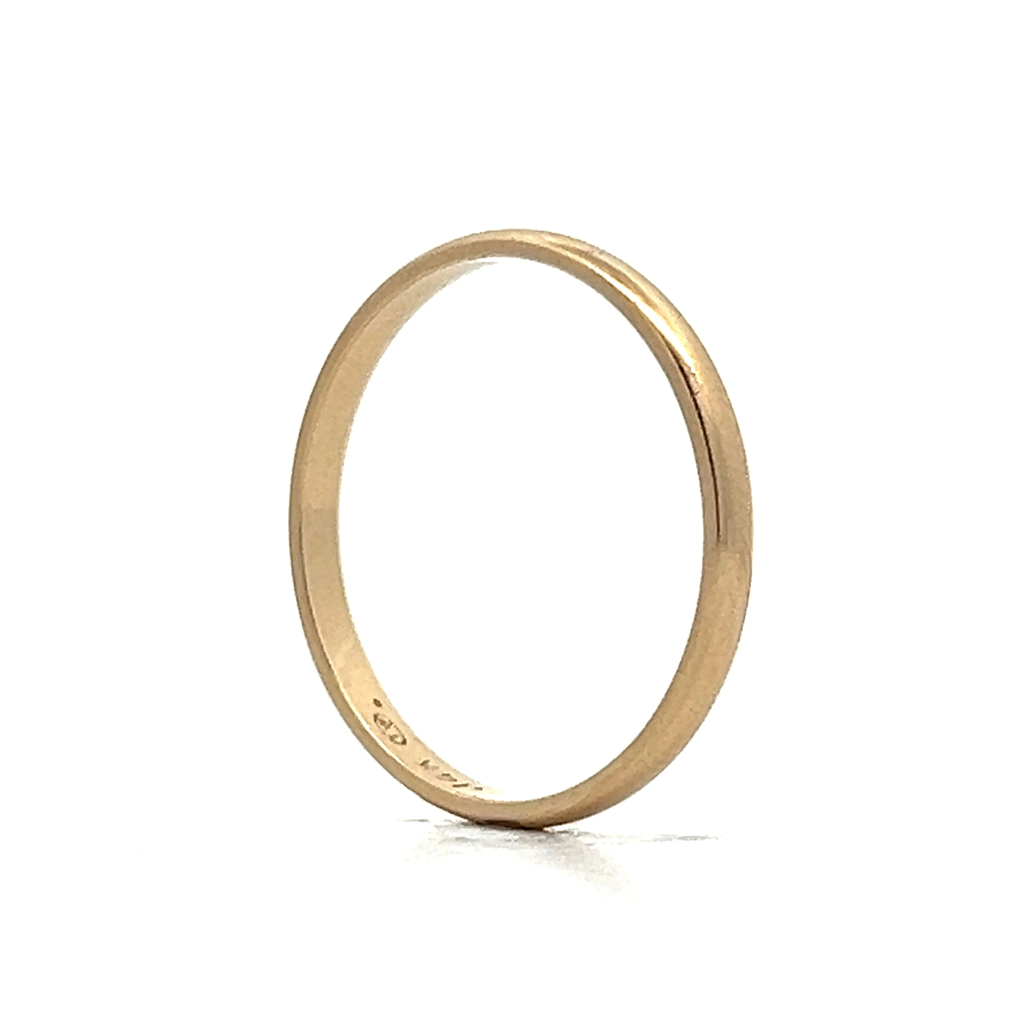 2mm Simple Plain Wedding Band in 14k Yellow Gold - Image 4
