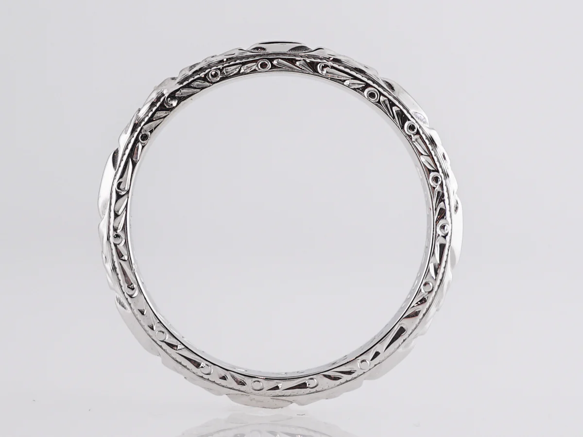 2mm Vintage Orange Blossom Wedding Band in 14k White Gold - Image 3