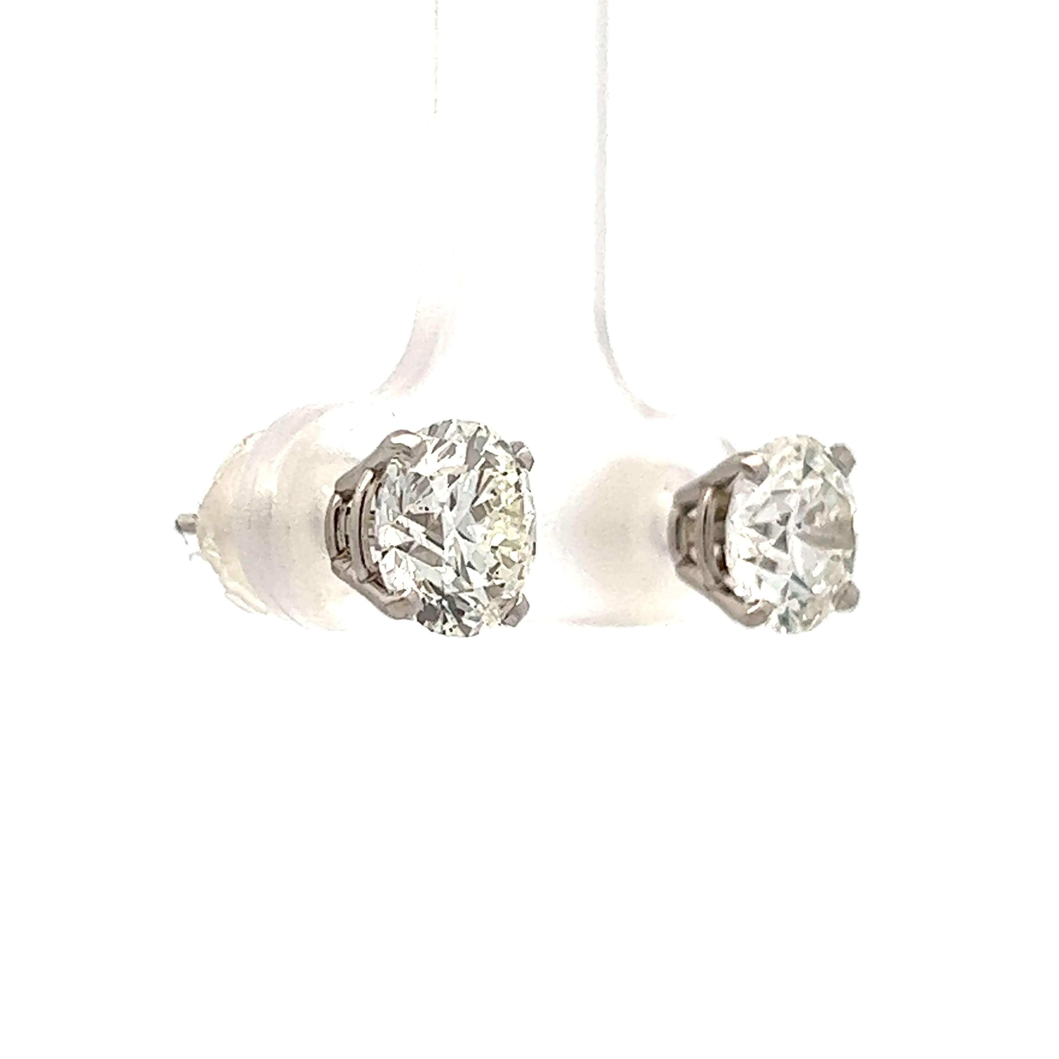 3.00 Carat Diamond Stud Earrings in 14k White Gold - Image 3