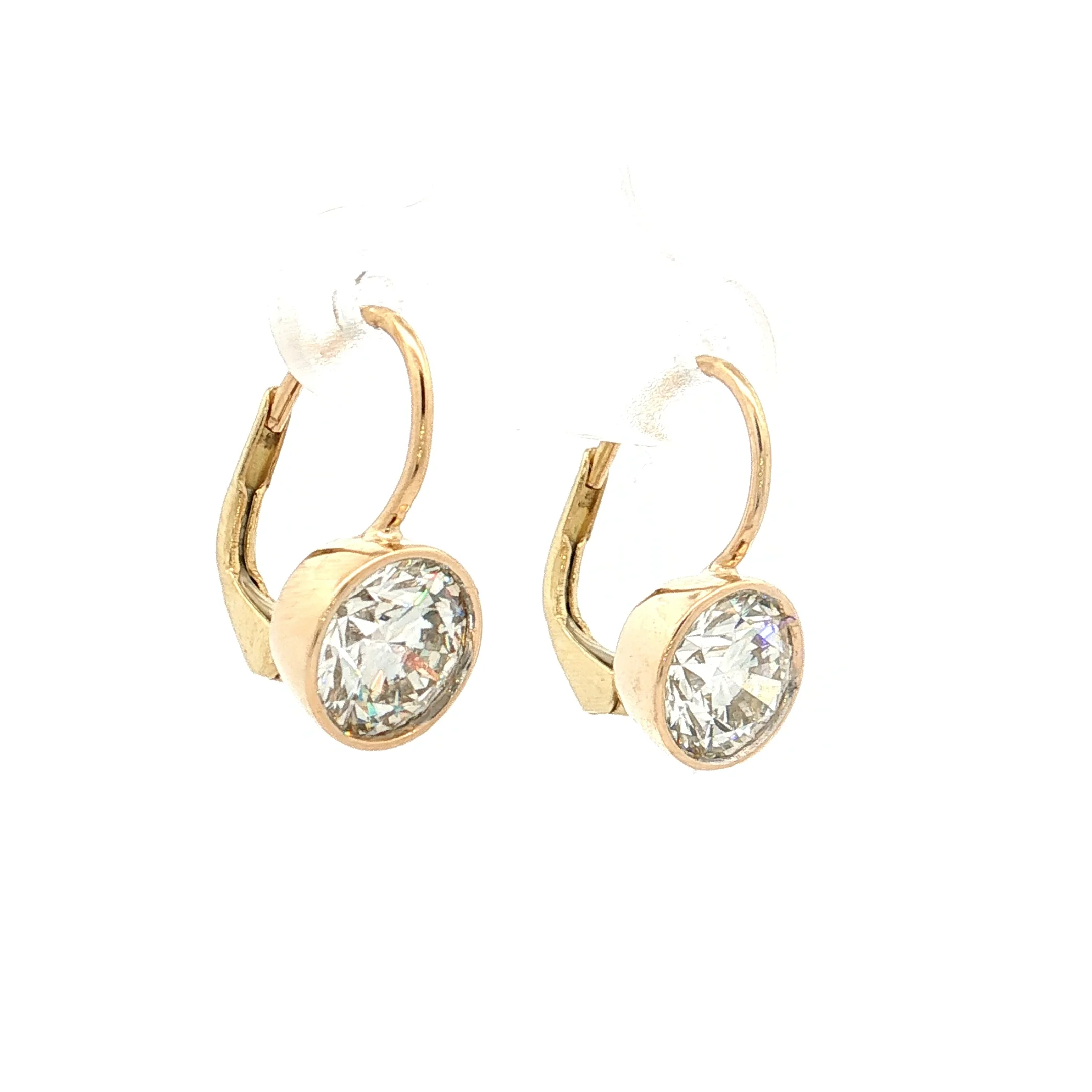 3.00 GIA Round Brilliant Diamond Drop Earrings 18k - Image 3