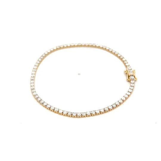 3.00 Round Diamond Tennis Bracelet in 14k Yellow Gold - Image 2